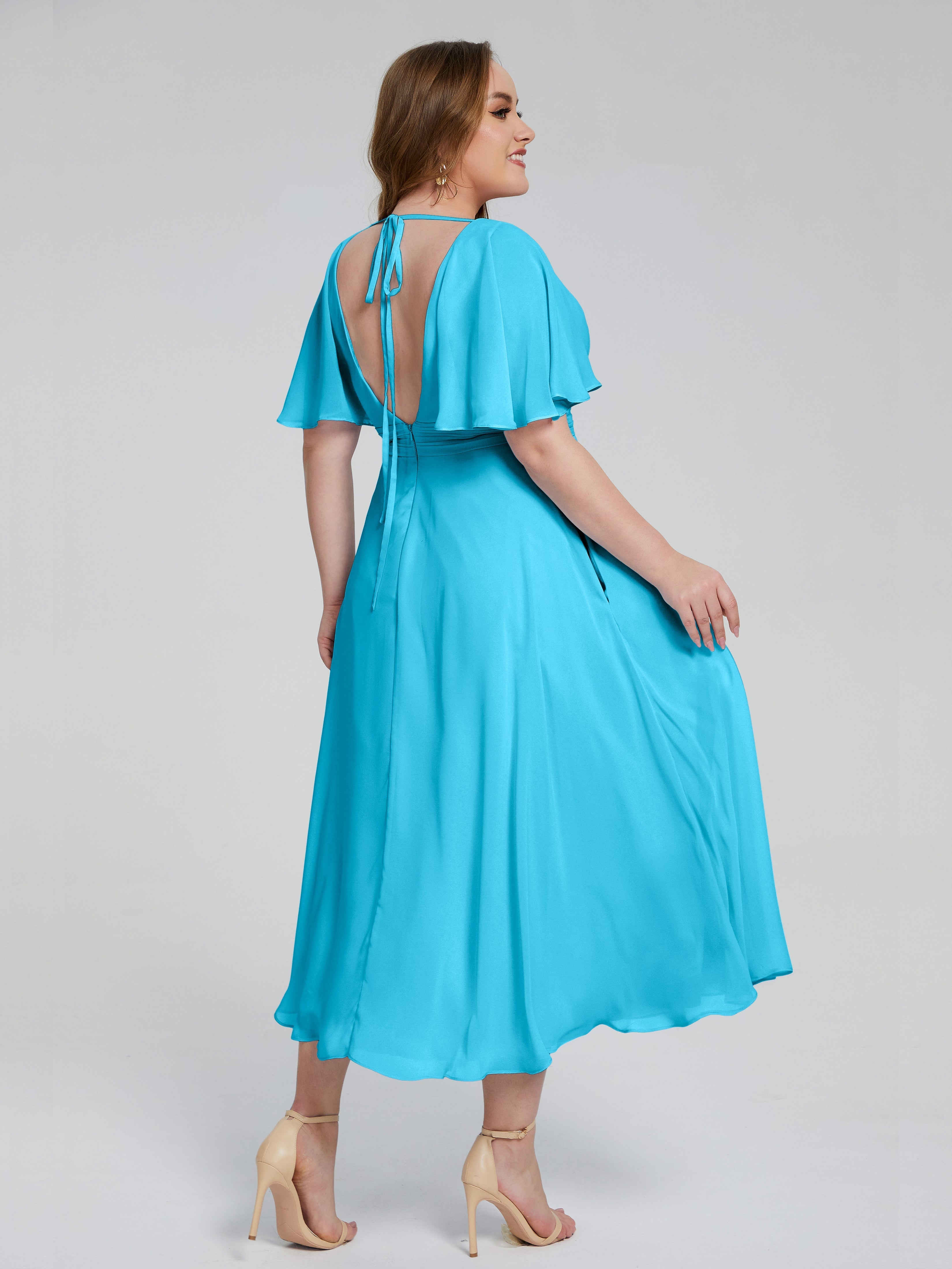 Robe De Demoiselle D'Honneur En Piscine Dos Nu Mousseline Robes Demoiselle D'Honneur Grande Taille