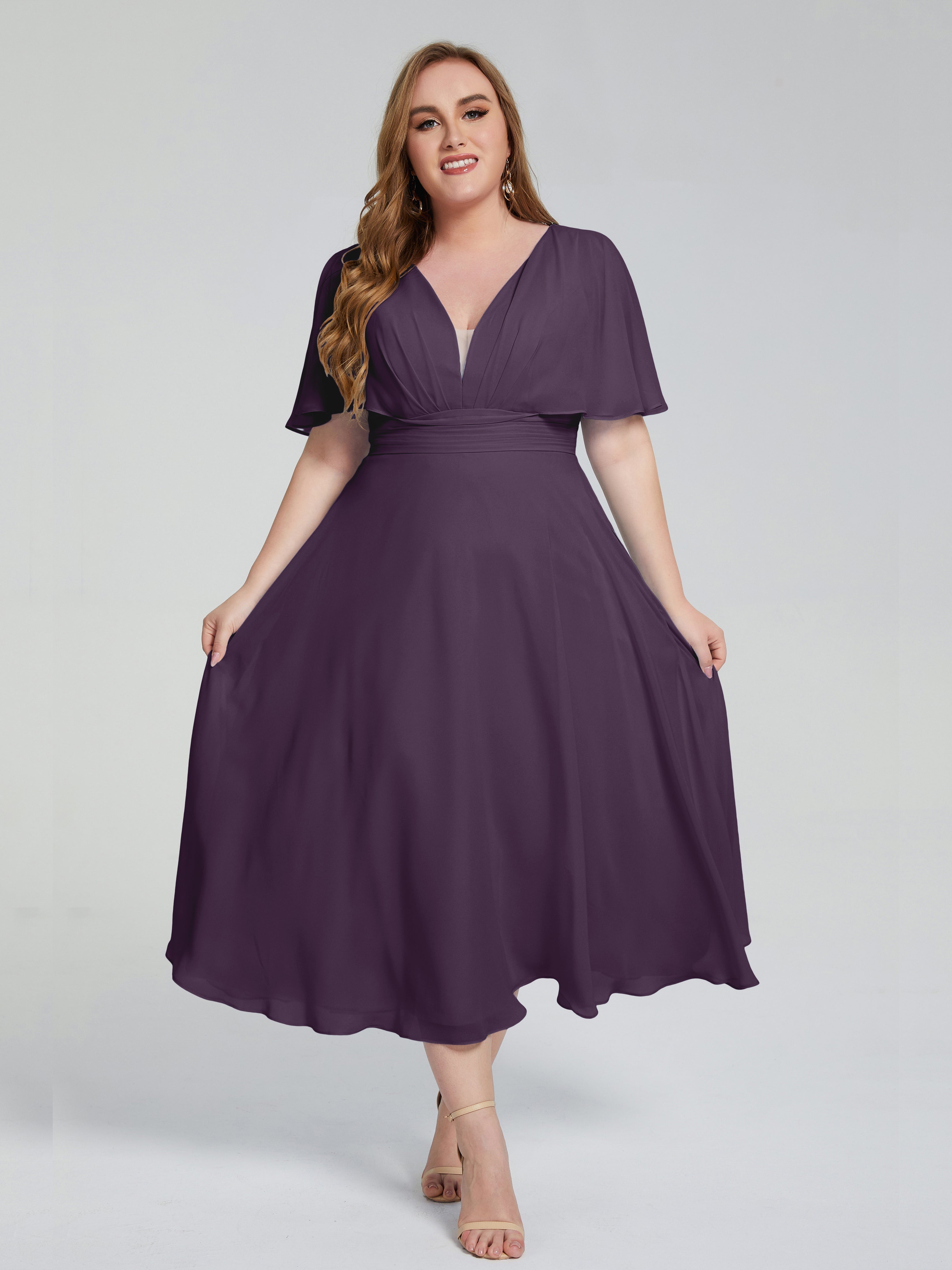Robe De Demoiselle D'Honneur En Plum Dos Nu Mousseline Robes Demoiselle D'Honneur Grande Taille