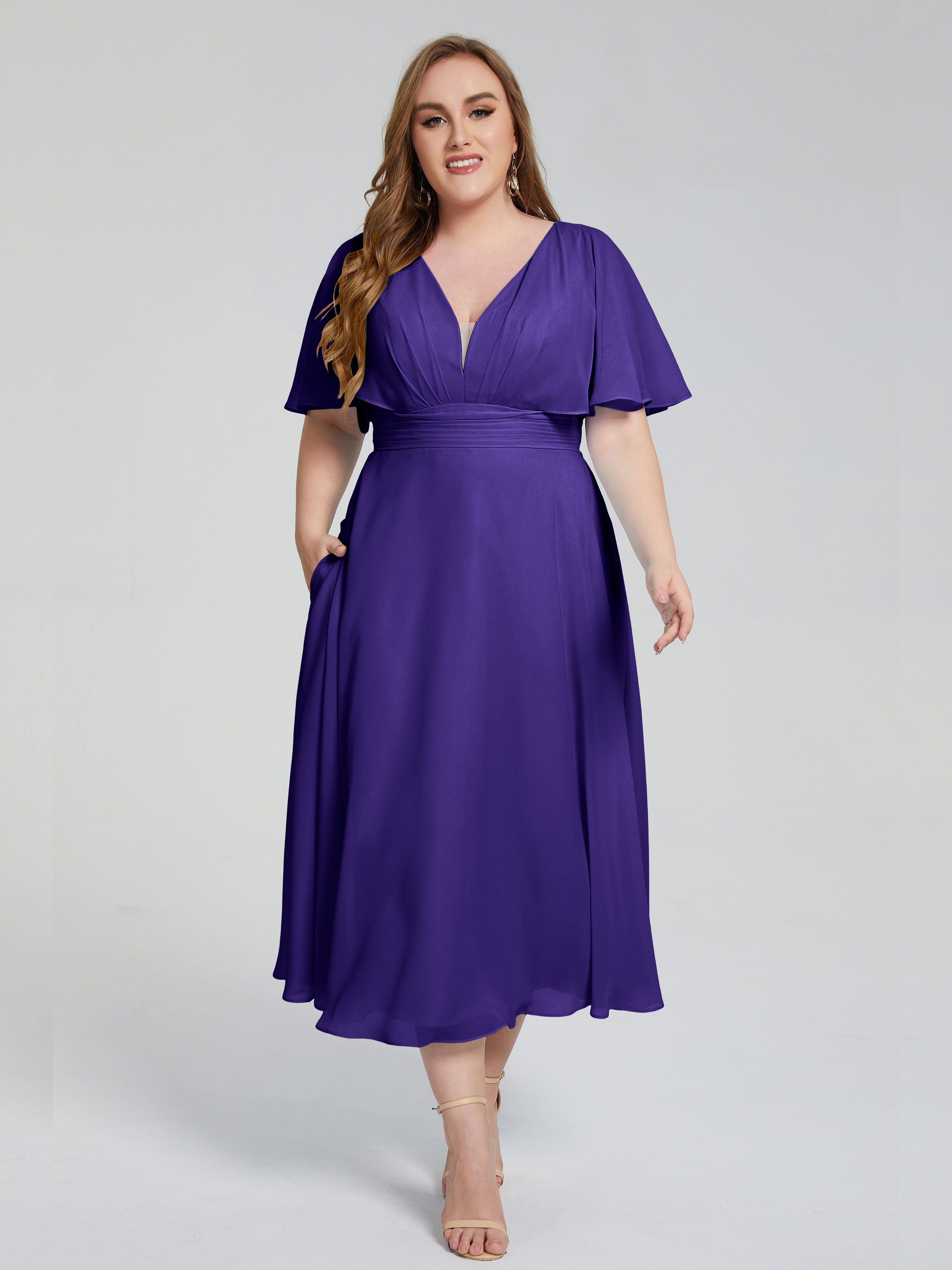 Robes De Demoiselle D'Honneur En Régence Dos Nu Mousseline Robes Demoiselle D'Honneur Grande Taille
