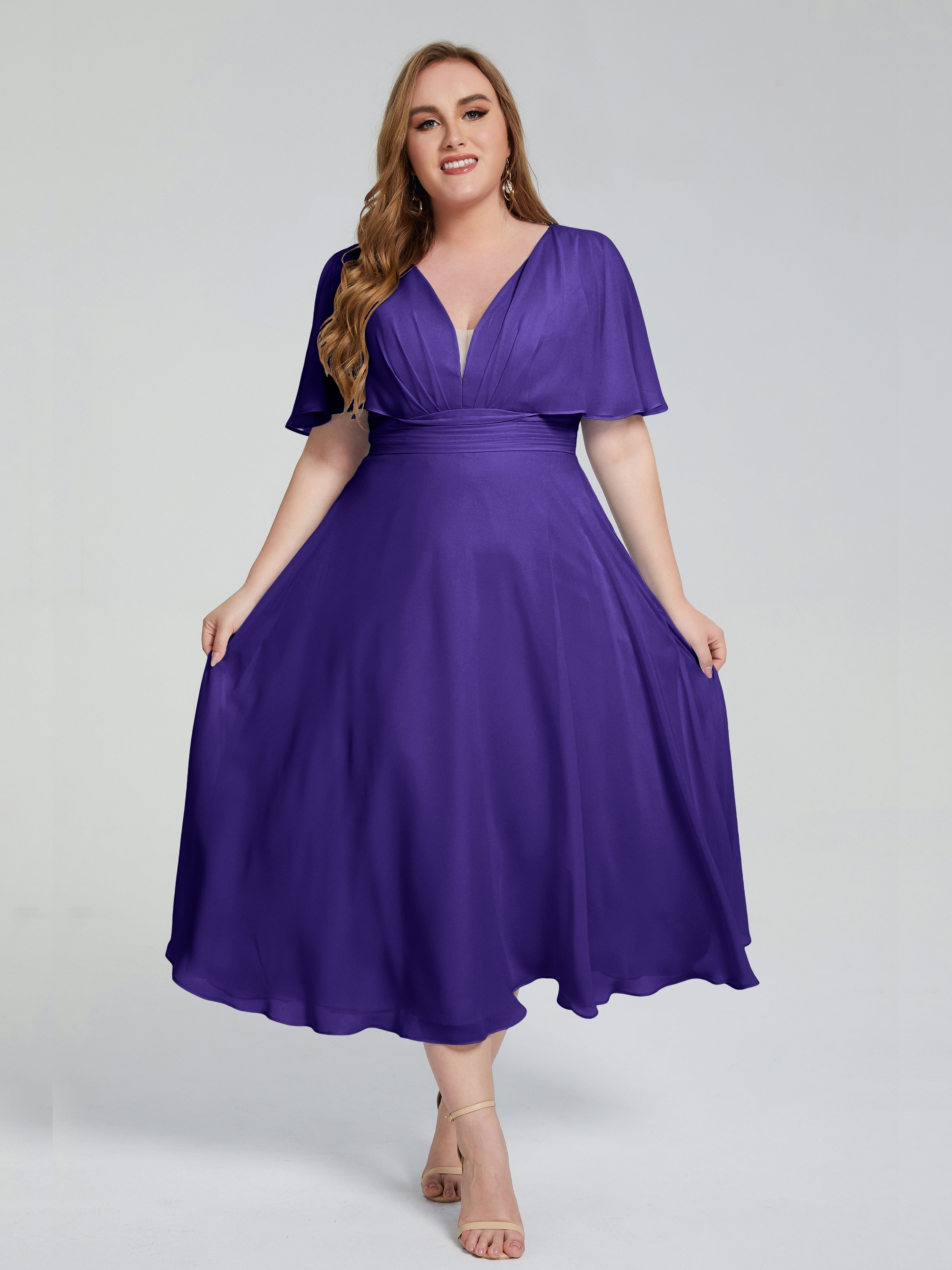 Robes De Demoiselle D'Honneur En Régence Dos Nu Mousseline Robes Demoiselle D'Honneur Grande Taille