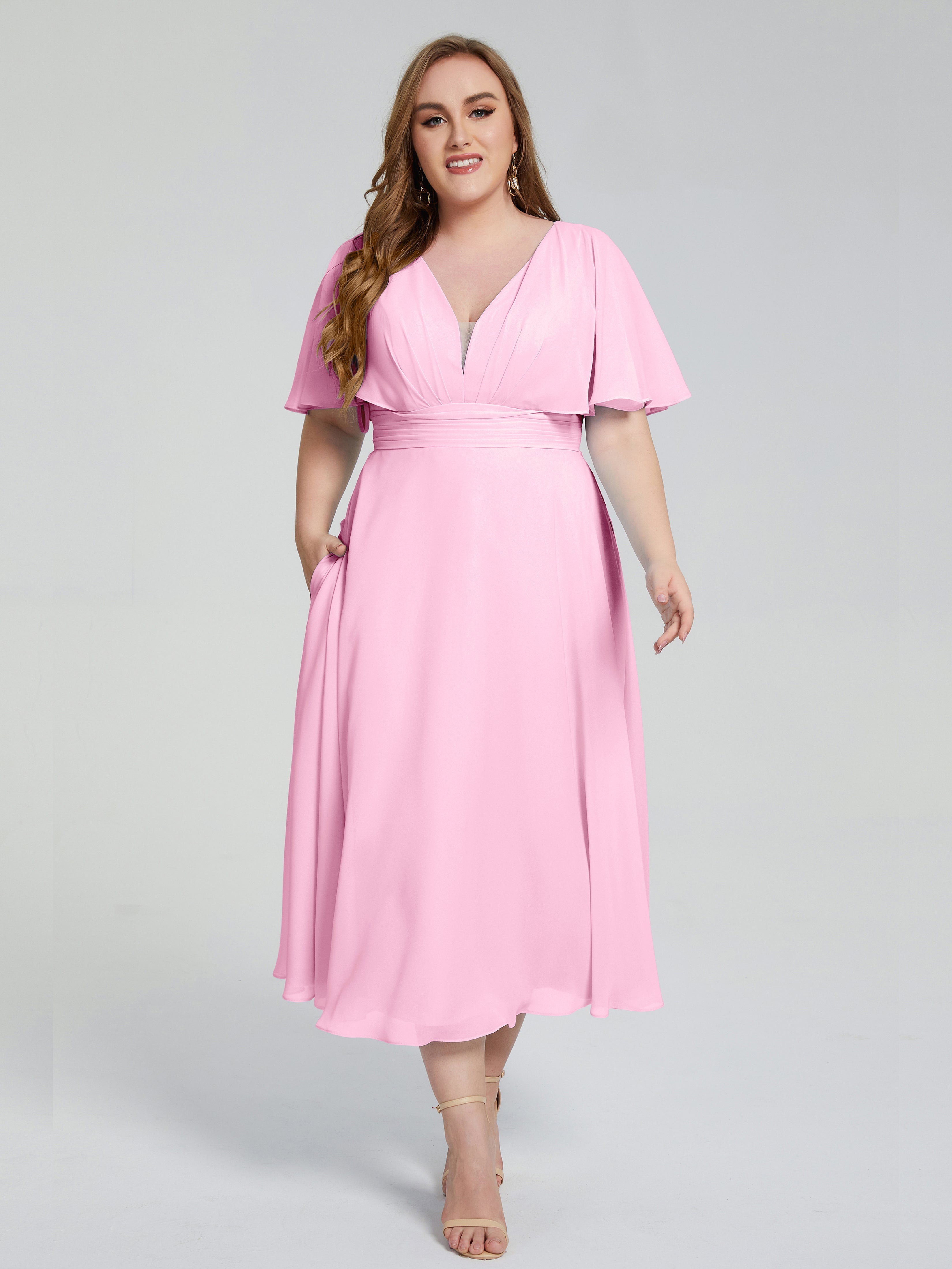 Robes De Demoiselle D'Honneur Rose Bonbon Dos Nu Mousseline Robes Demoiselle D'Honneur Grande Taille