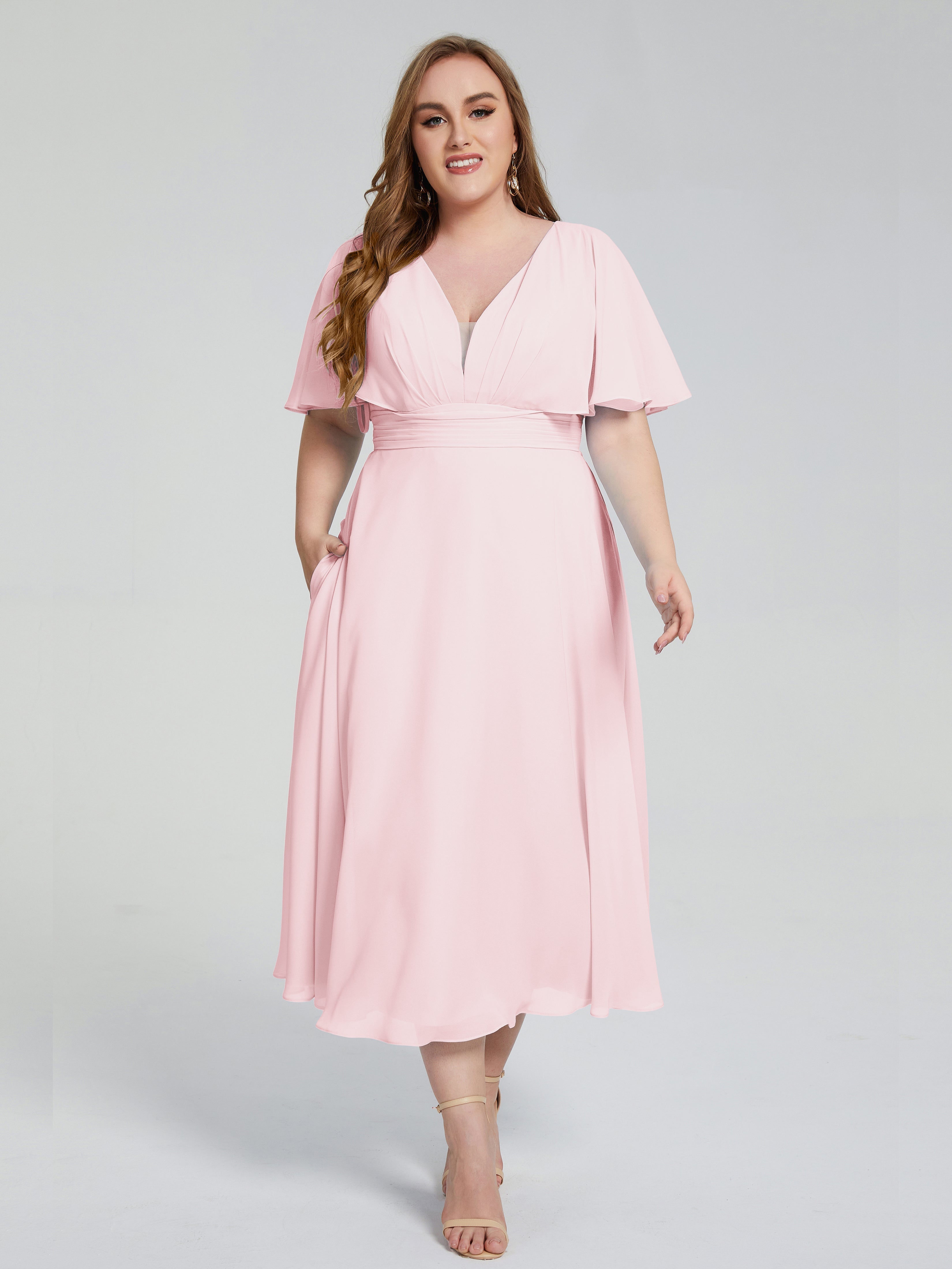 Demoiselle D Honneur Robe Rose Pale Dos Nu Mousseline Robes Demoiselle D'Honneur Grande Taille
