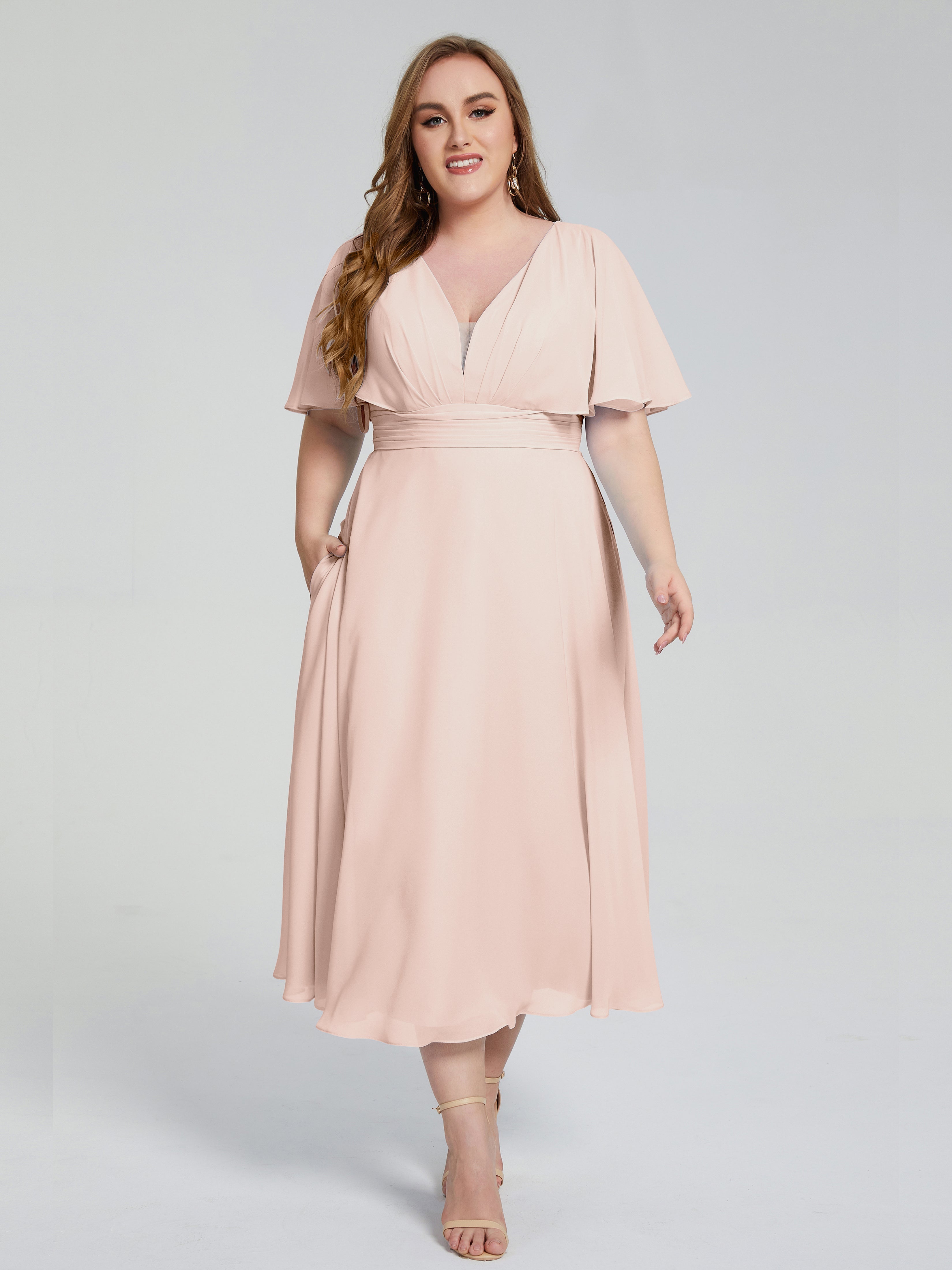 Robe De Demoiselle D'Honneur En Perles Dos Nu Mousseline Robes Demoiselle D'Honneur Grande Taille
