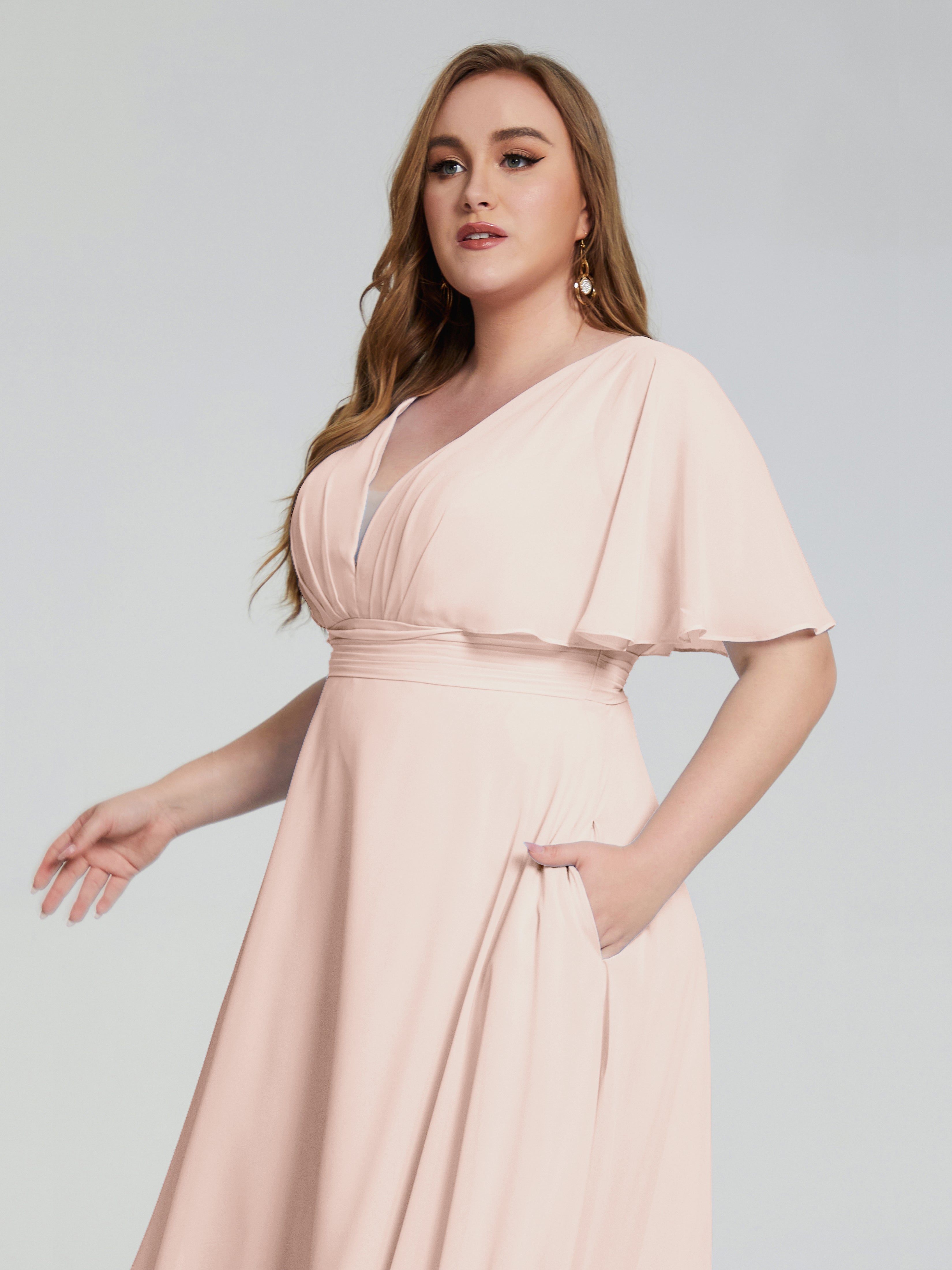 Robe De Demoiselle D'Honneur En Perles Dos Nu Mousseline Robes Demoiselle D'Honneur Grande Taille