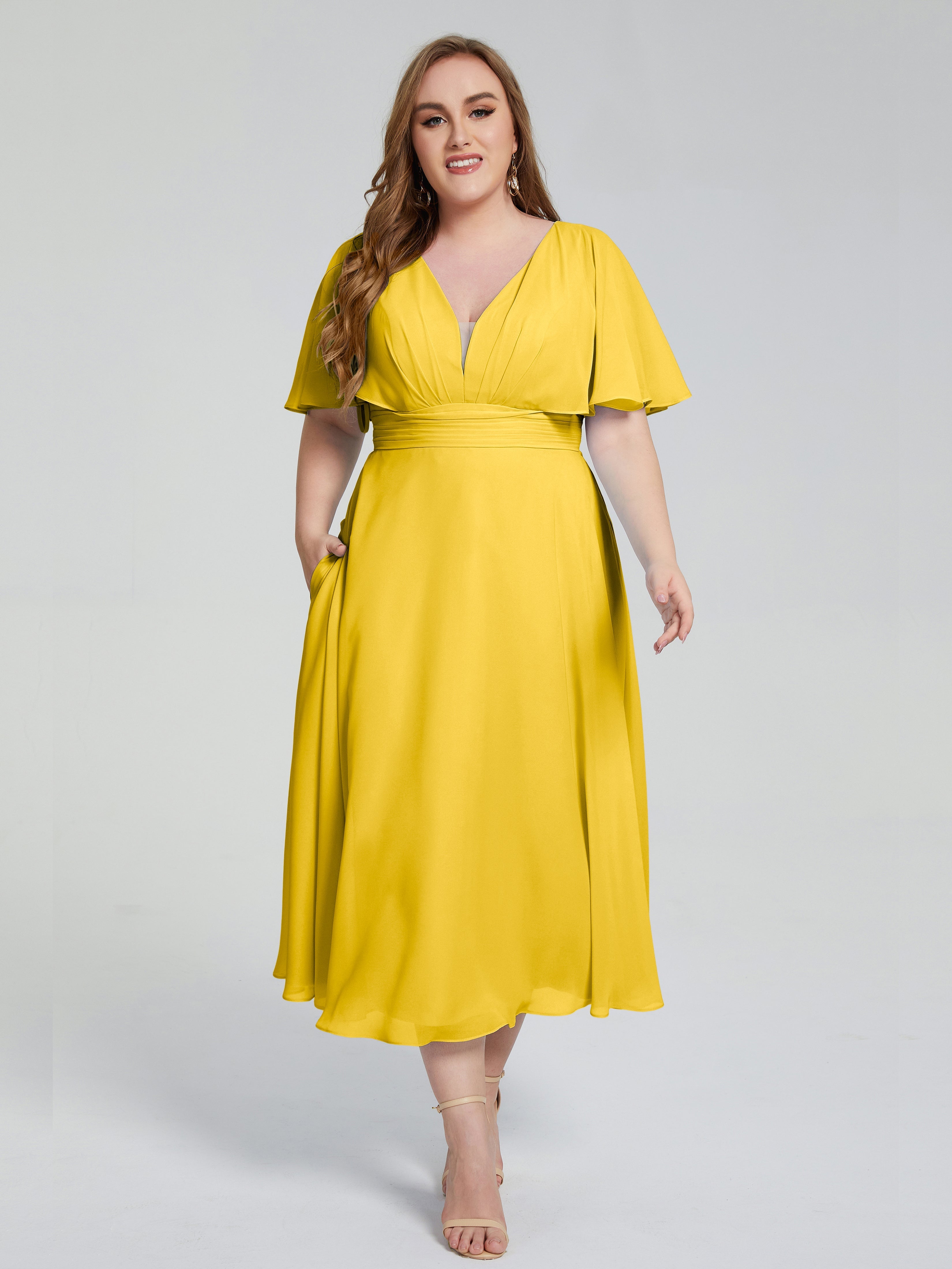 Robe De Demoiselle D'Honneur Souci Dos Nu Mousseline Robes Demoiselle D'Honneur Grande Taille