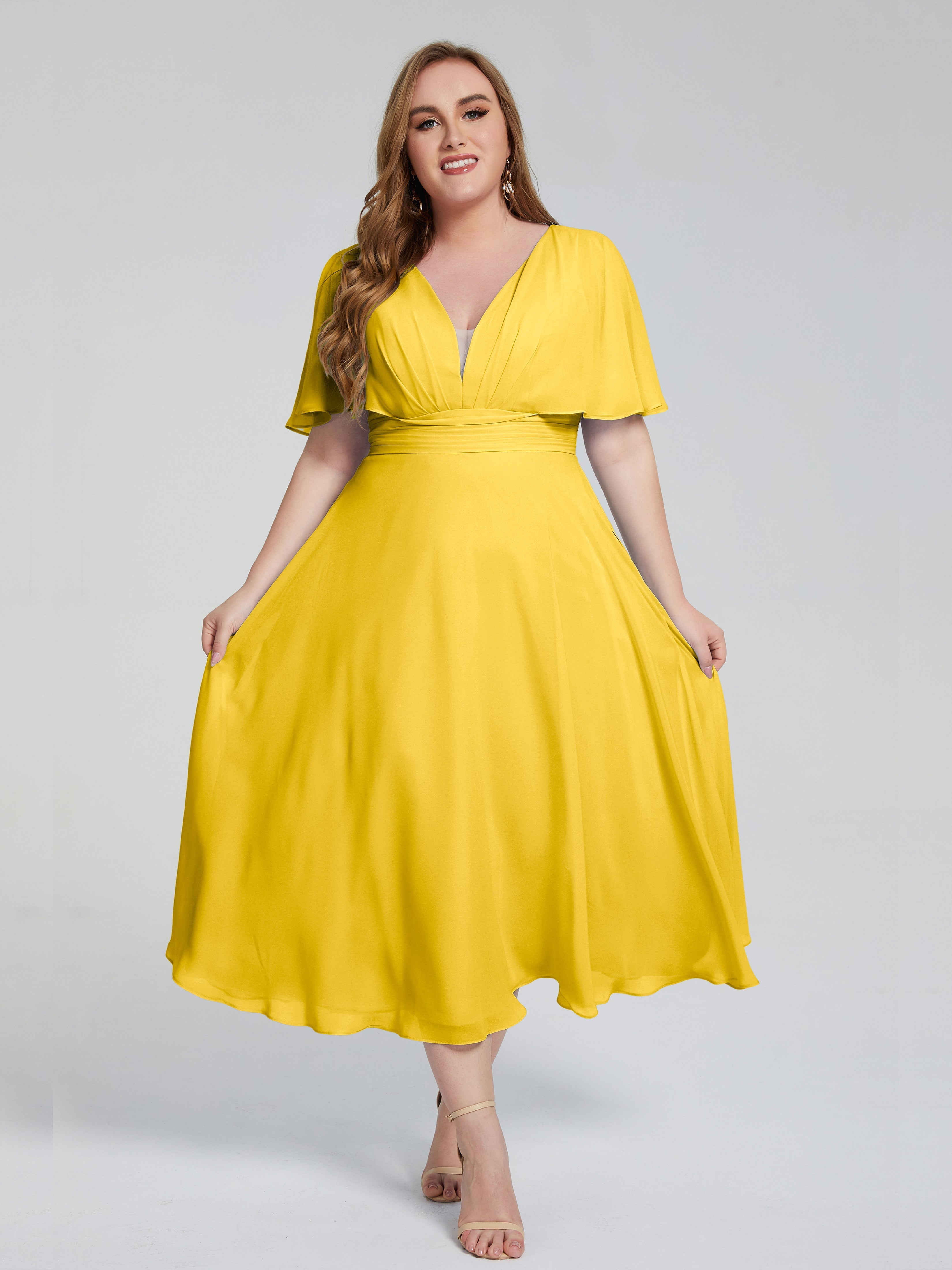 Robe De Demoiselle D'Honneur Souci Dos Nu Mousseline Robes Demoiselle D'Honneur Grande Taille