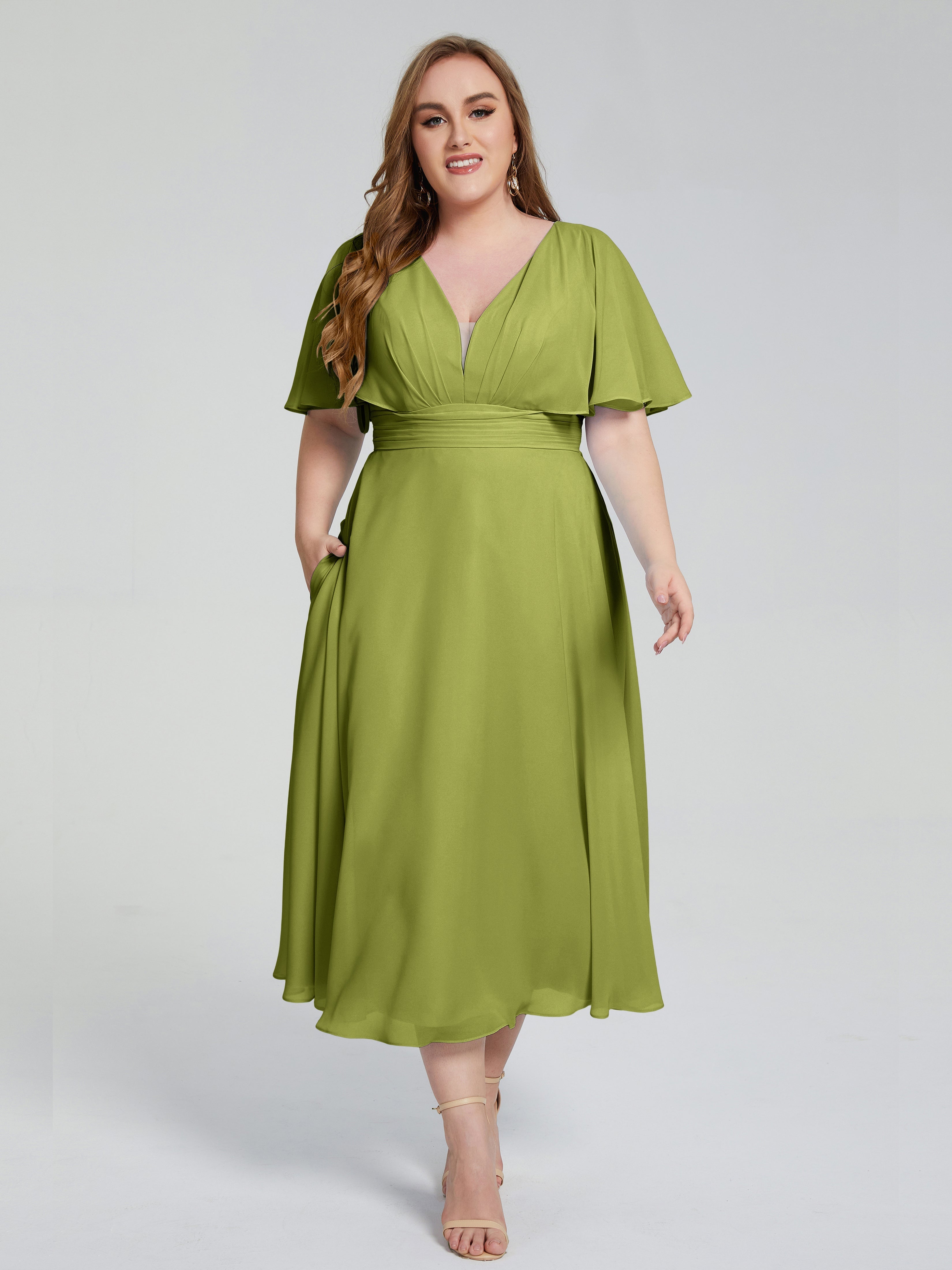 Robes De Demoiselle D'Honneur Trèfle Dos Nu Mousseline Robes Demoiselle D'Honneur Grande Taille