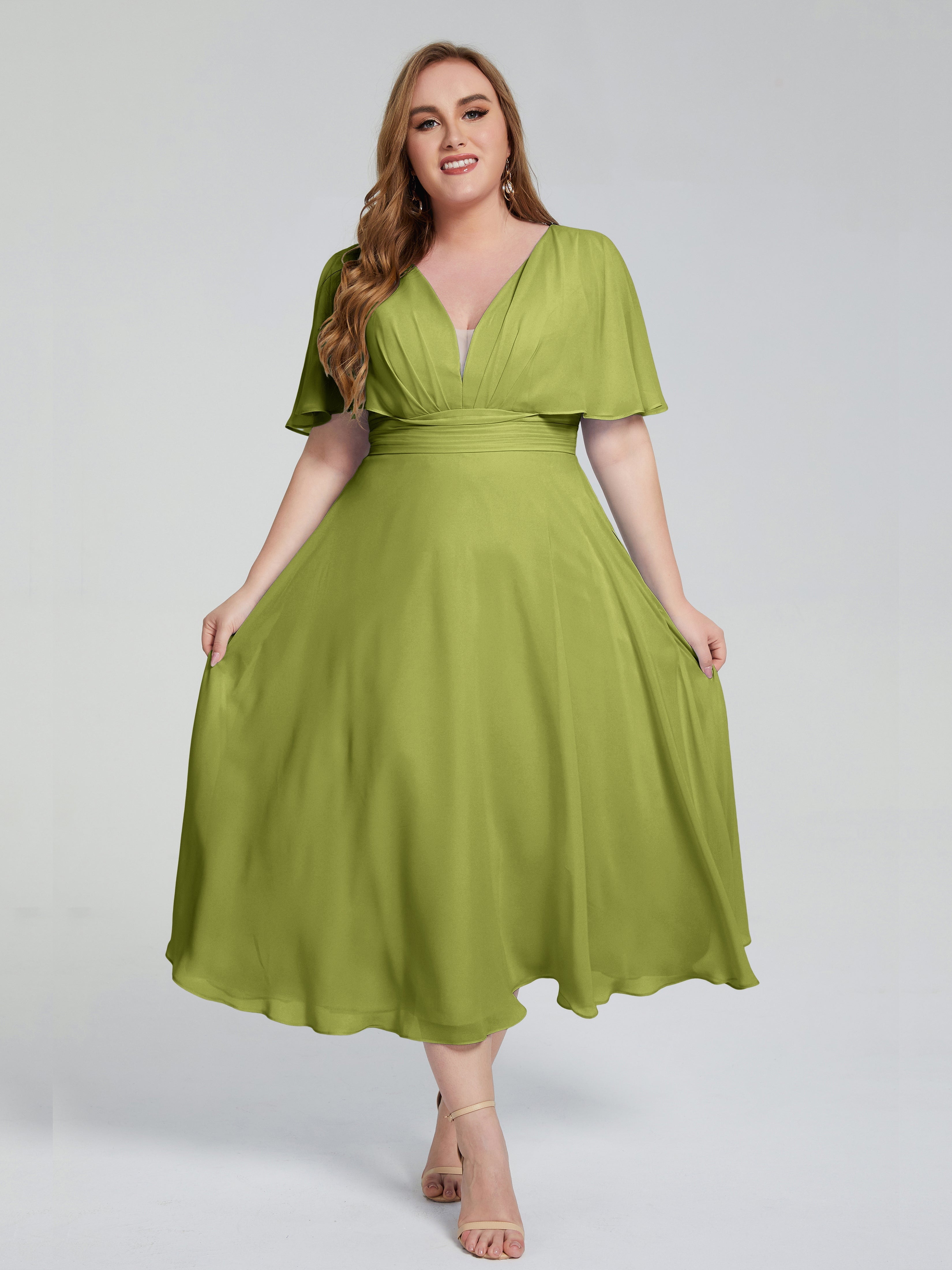 Robes De Demoiselle D'Honneur Trèfle Dos Nu Mousseline Robes Demoiselle D'Honneur Grande Taille