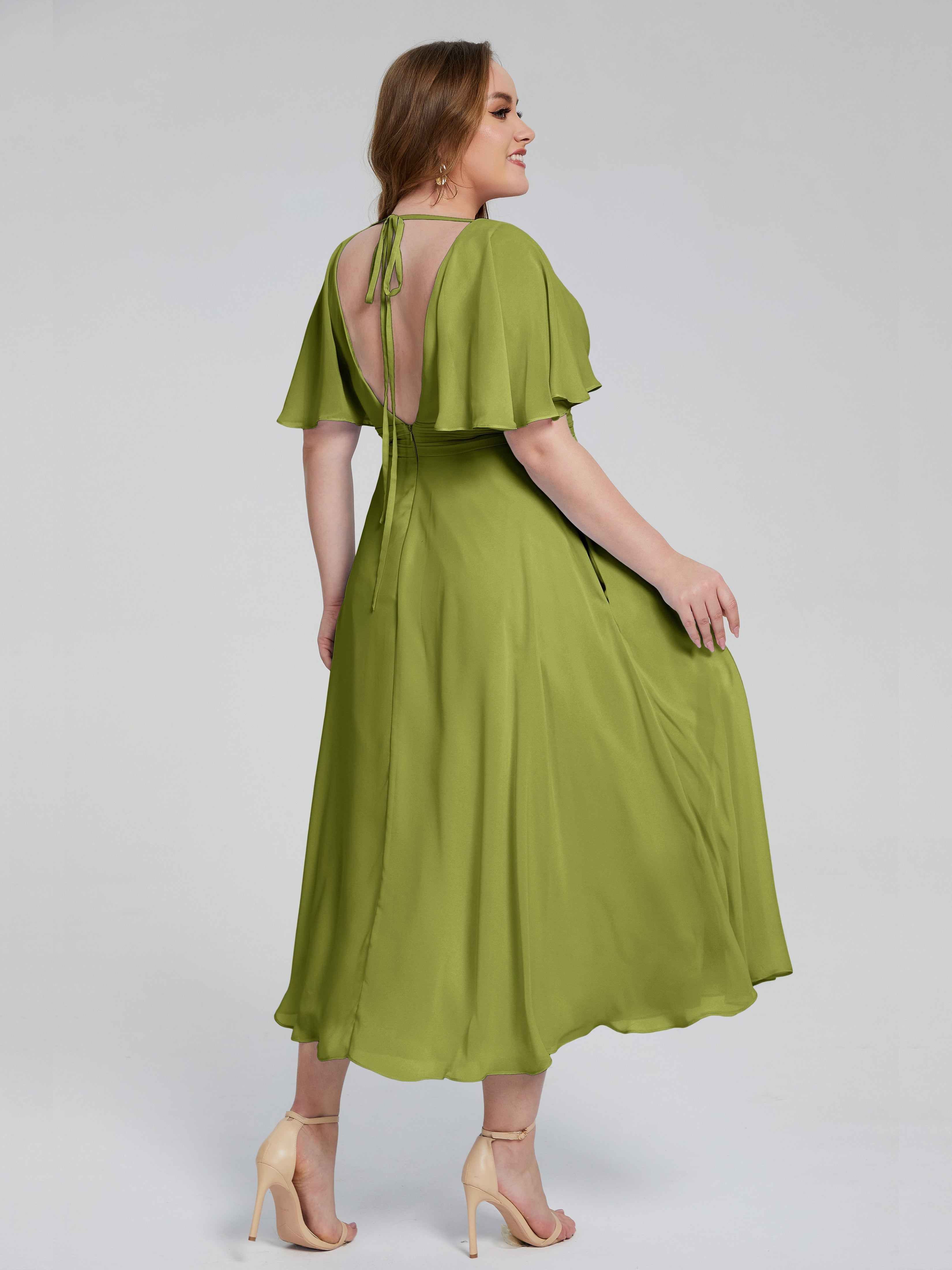 Robes De Demoiselle D'Honneur Trèfle Dos Nu Mousseline Robes Demoiselle D'Honneur Grande Taille