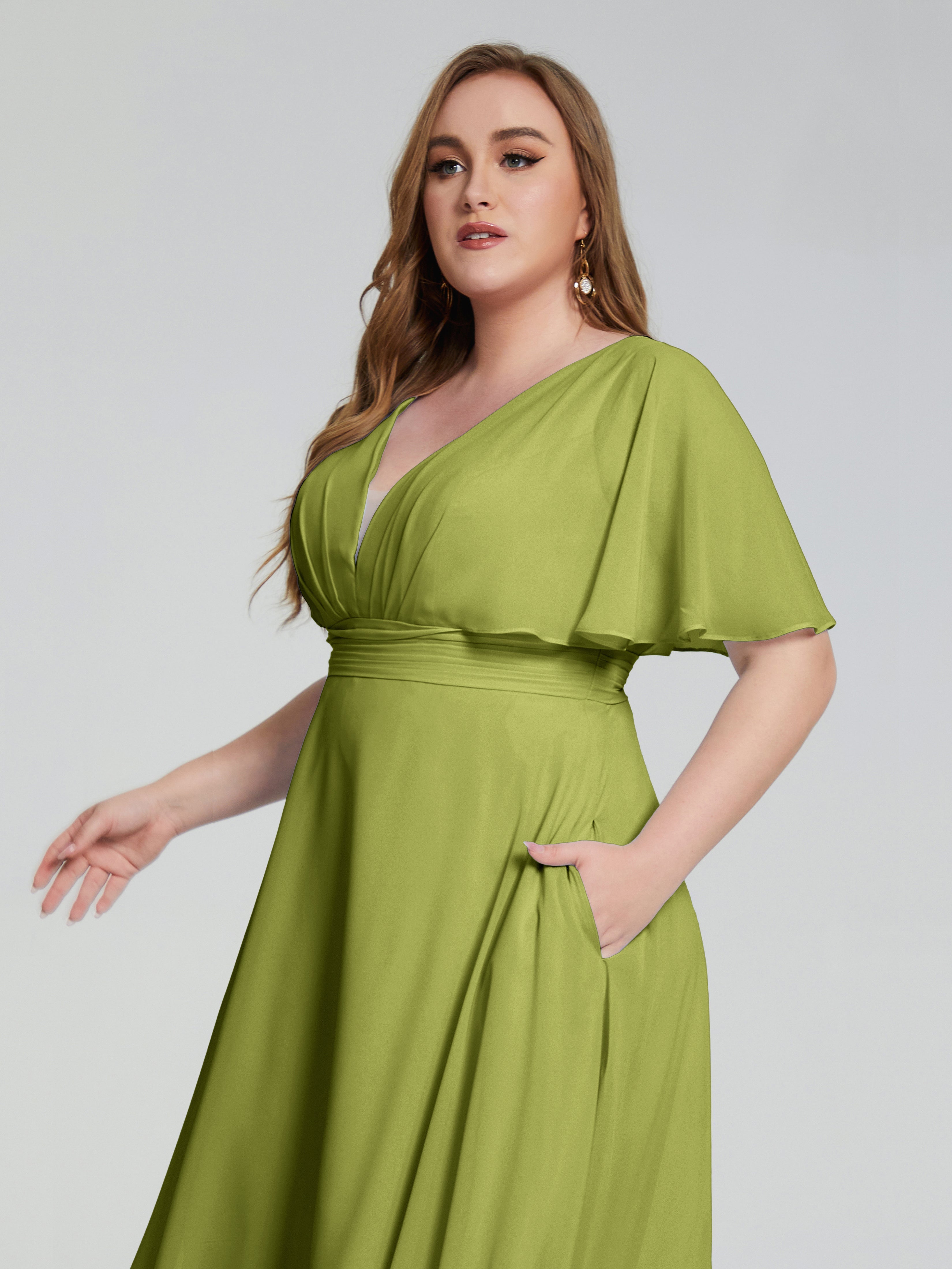 Robes De Demoiselle D'Honneur Trèfle Dos Nu Mousseline Robes Demoiselle D'Honneur Grande Taille