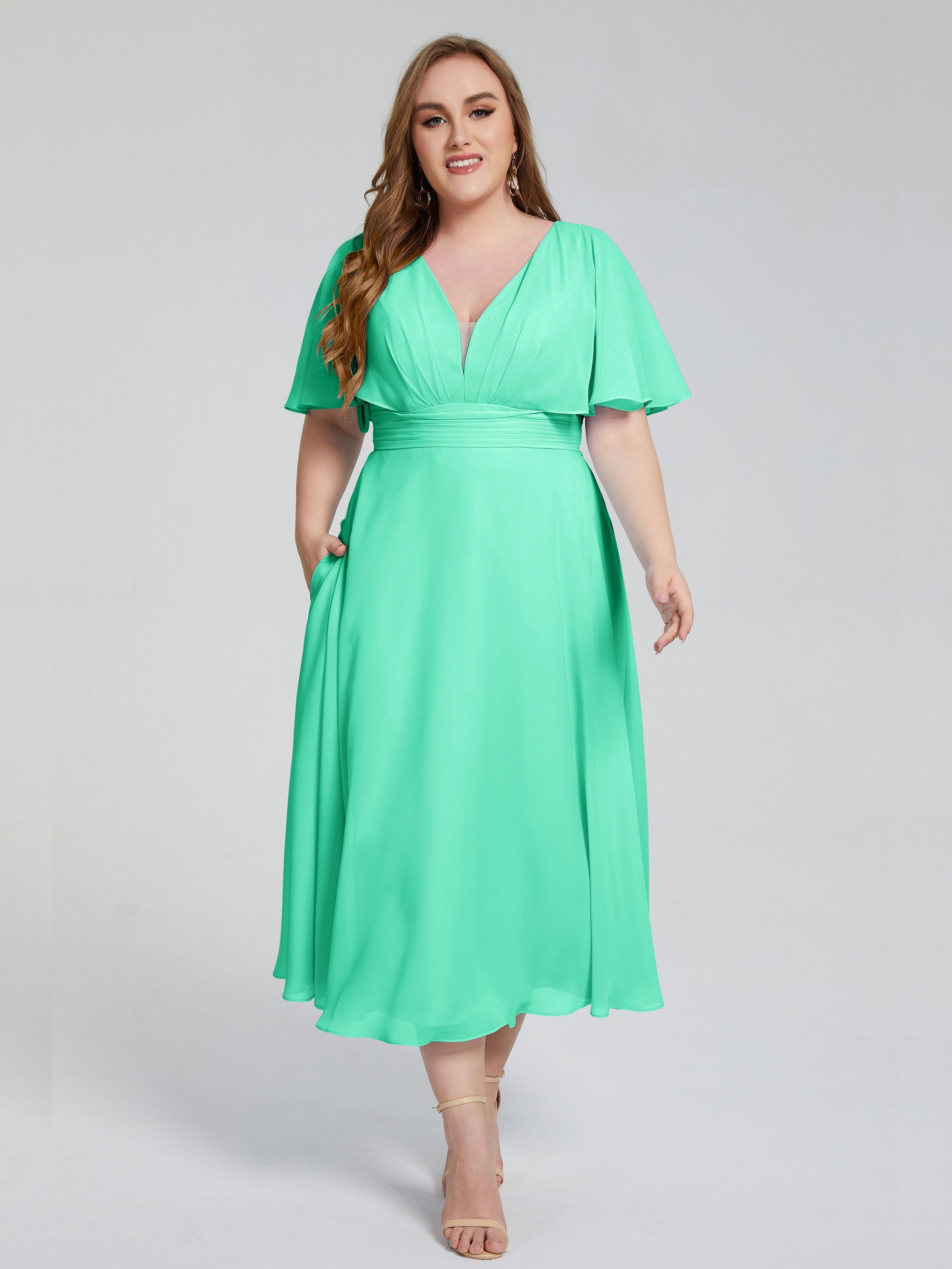 Robe Demoiselle D Honneur Bleu Turquoise Dos Nu Mousseline Robes Demoiselle D'Honneur Grande Taille
