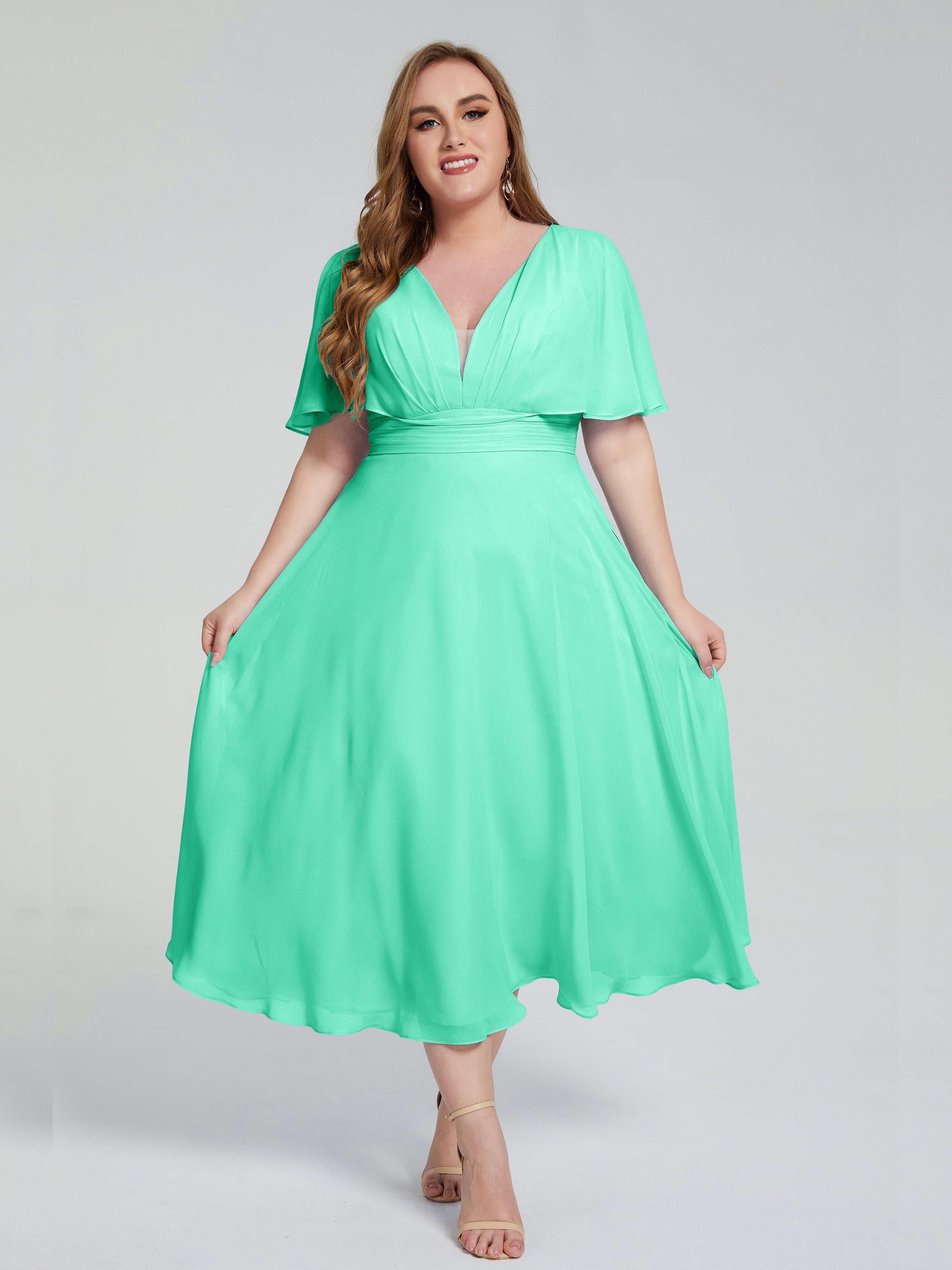 Robe Demoiselle D Honneur Bleu Turquoise Dos Nu Mousseline Robes Demoiselle D'Honneur Grande Taille