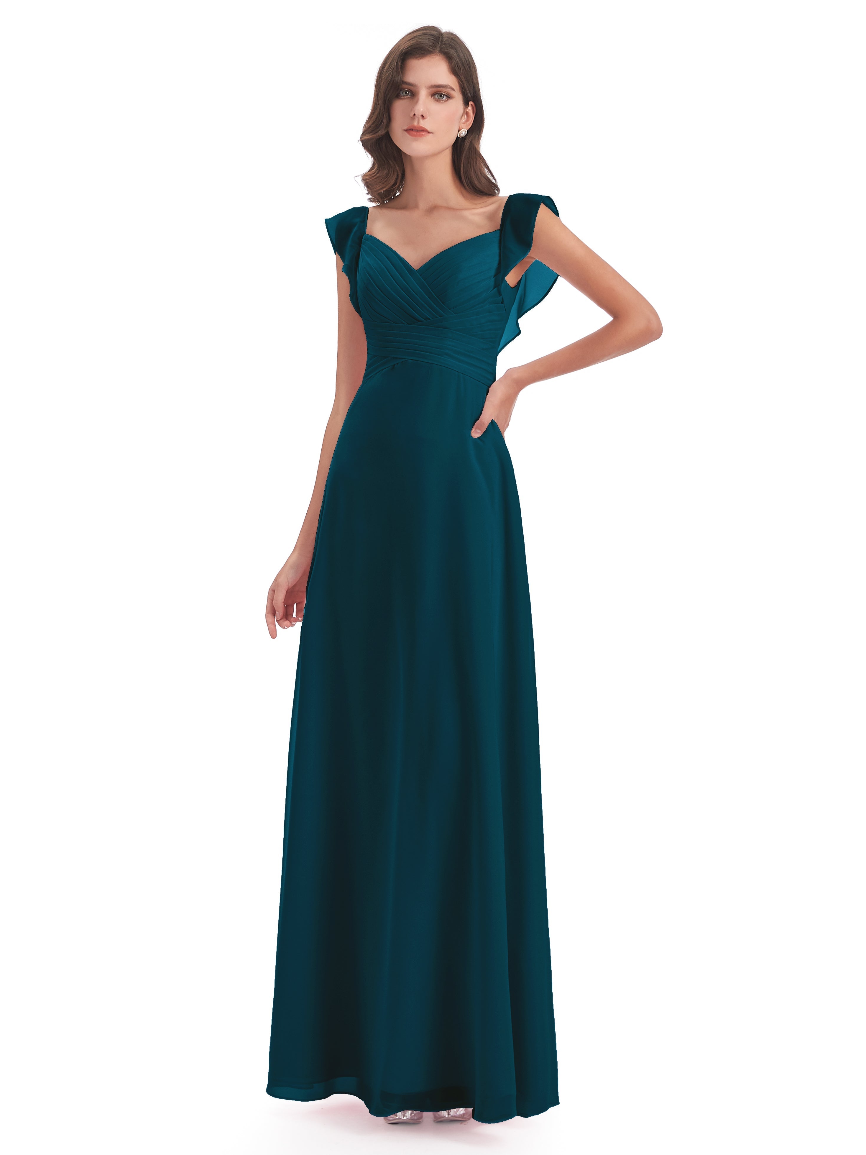 Robe De Demoiselle D'Honneur Bleu Encre Fourreau/Colonne Col V Longue Robes Demoiselle D'Honneur