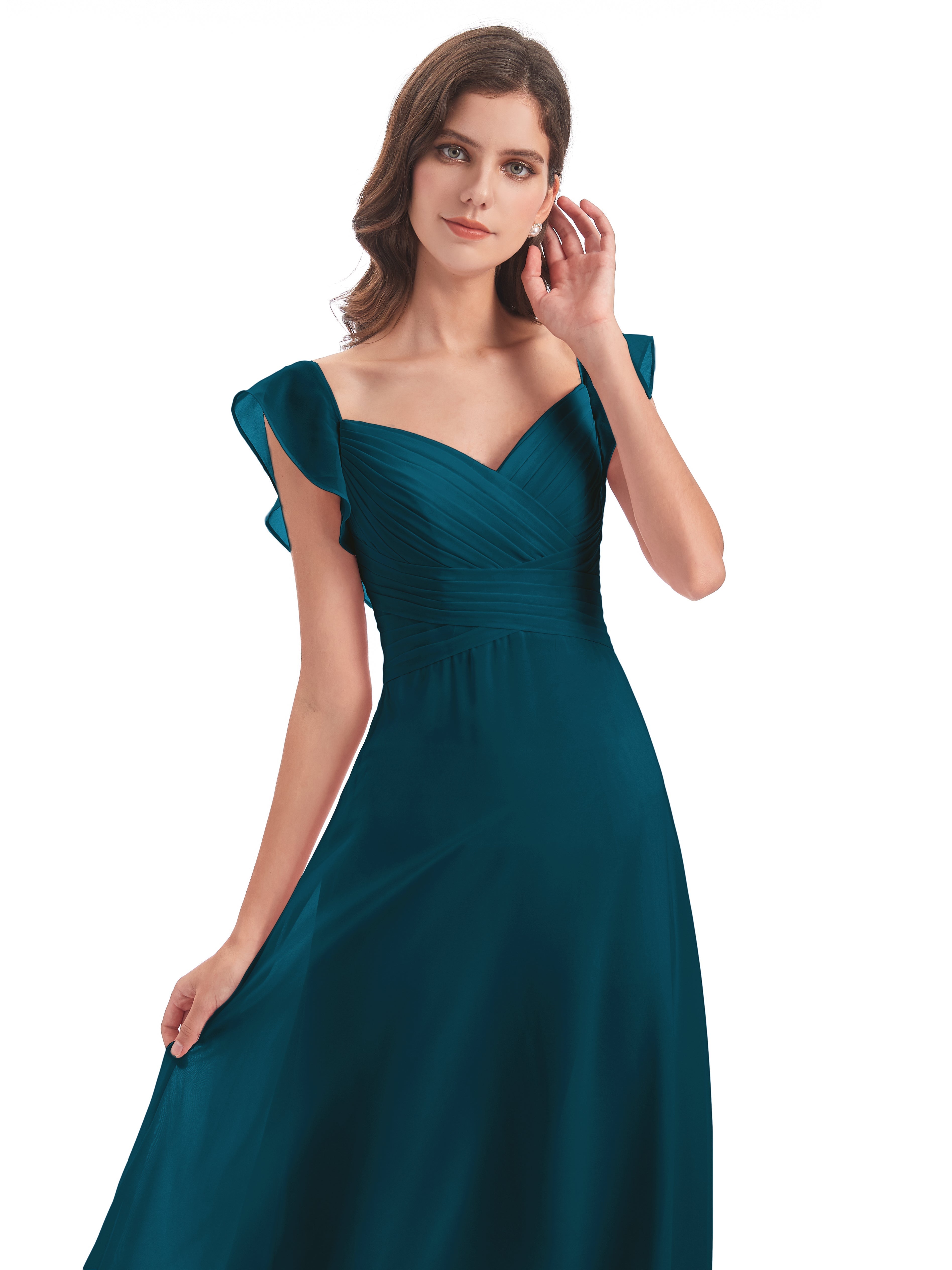 Robe De Demoiselle D'Honneur Bleu Encre Fourreau/Colonne Col V Longue Robes Demoiselle D'Honneur