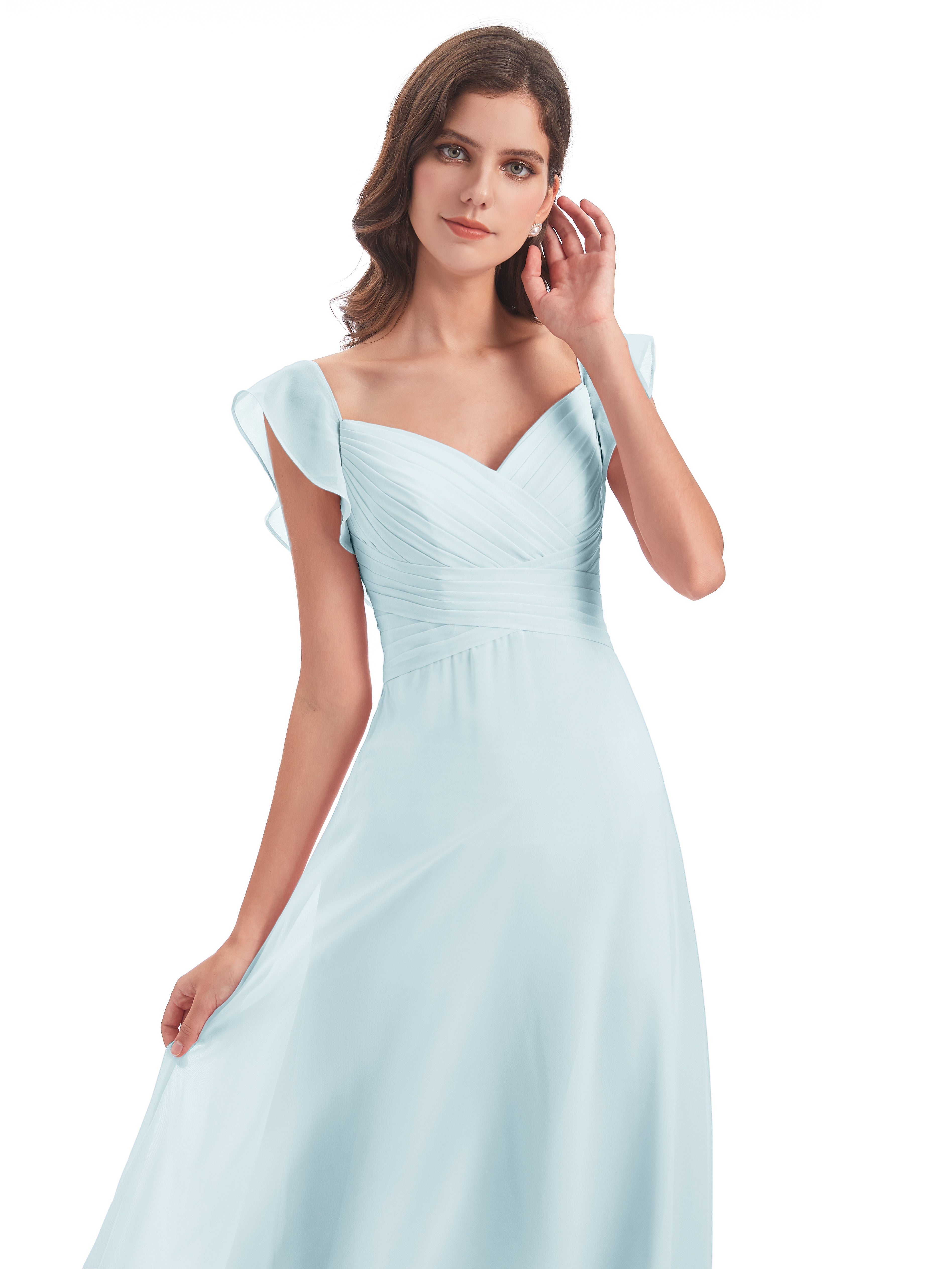 Robe De Demoiselle D'Honneur Brume Fourreau/Colonne Col V Longue Robes Demoiselle D'Honneur