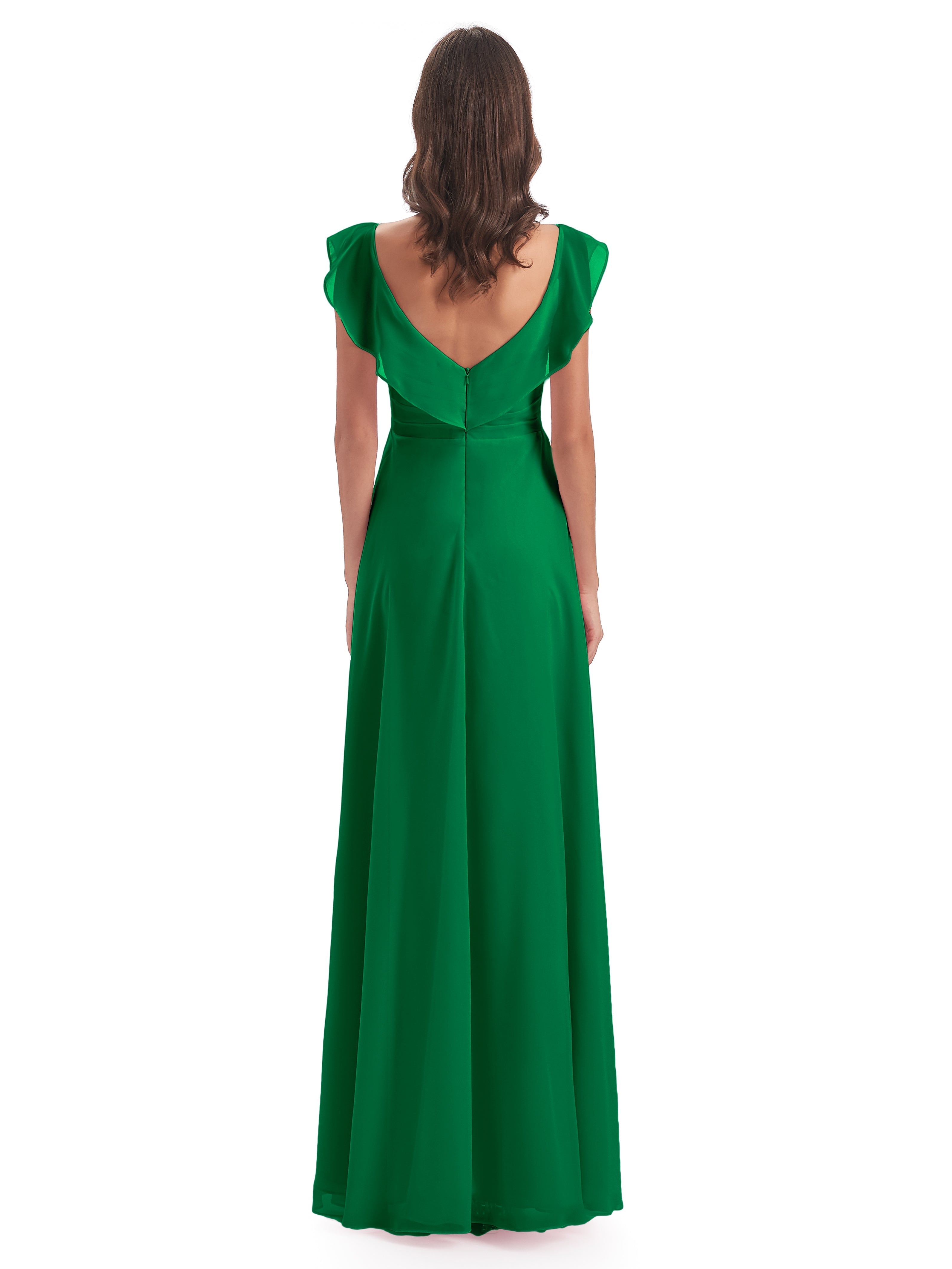 Demoiselle D'Honneur Vert Émeraude Fourreau/Colonne Col V Longue Robes Demoiselle D'Honneur