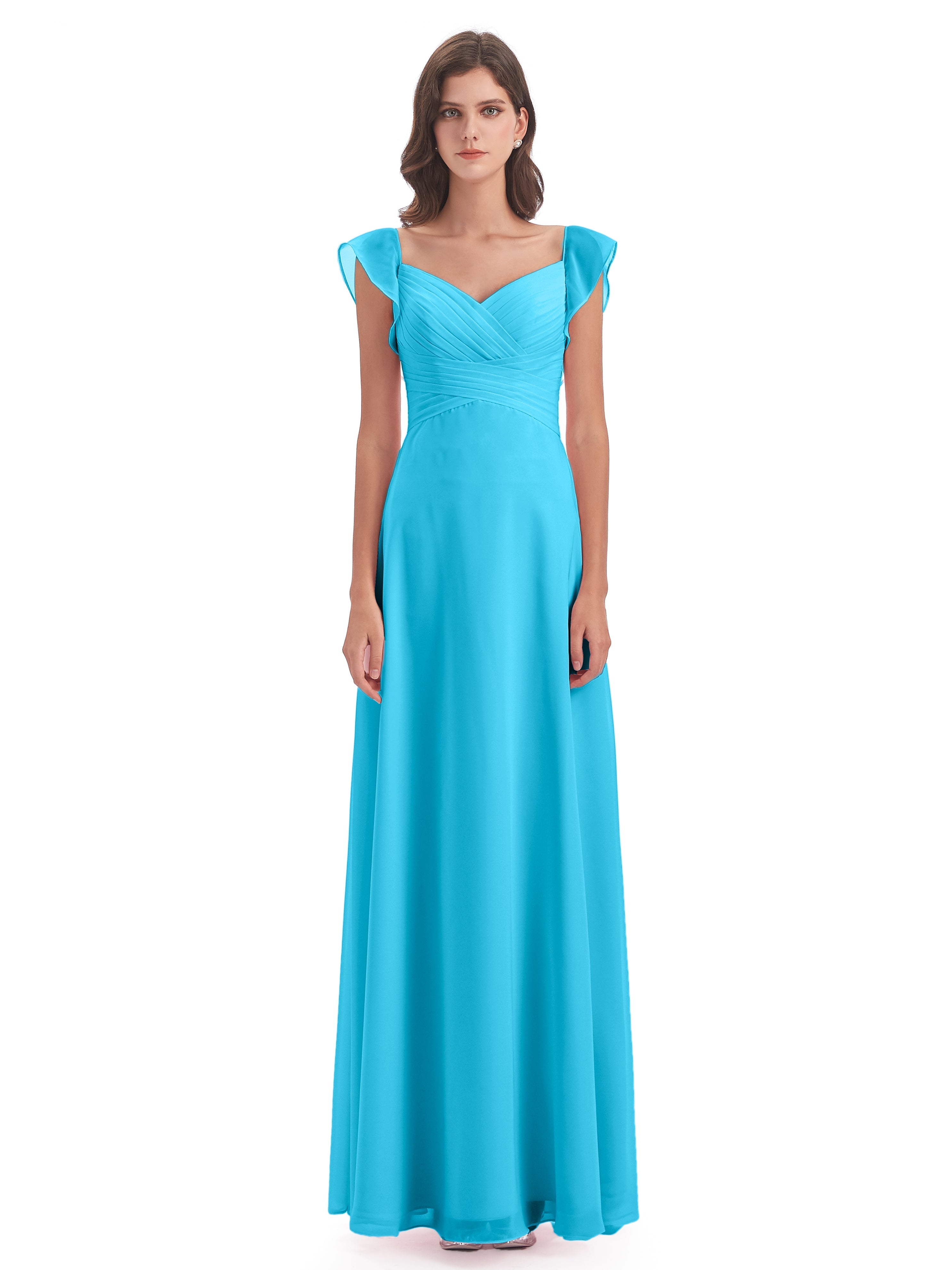 Robe De Demoiselle D'Honneur En Piscine Fourreau/Colonne Col V Longue Robes Demoiselle D'Honneur