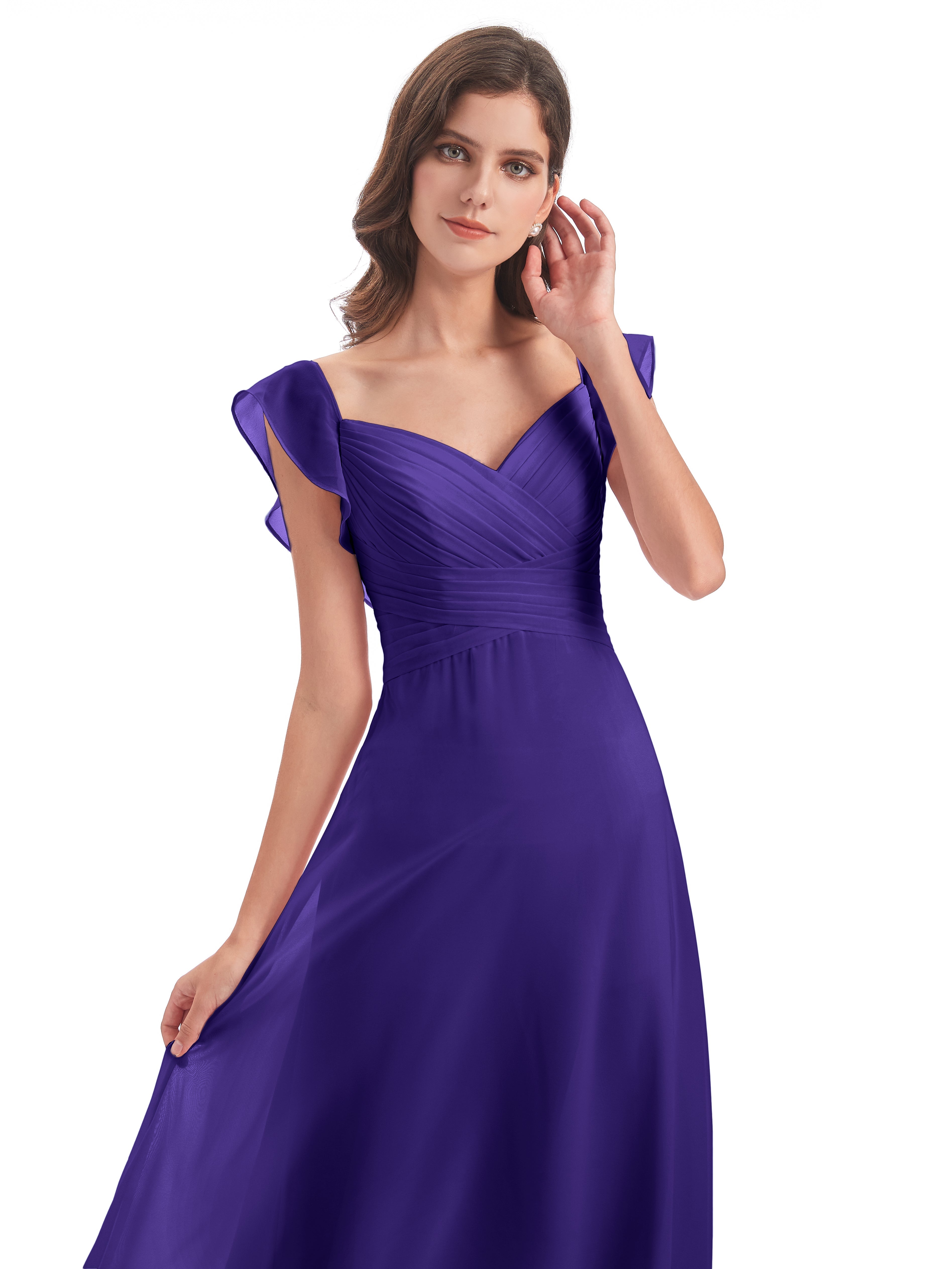 Robes De Demoiselle D'Honneur En Régence Fourreau/Colonne Col V Longue Robes Demoiselle D'Honneur