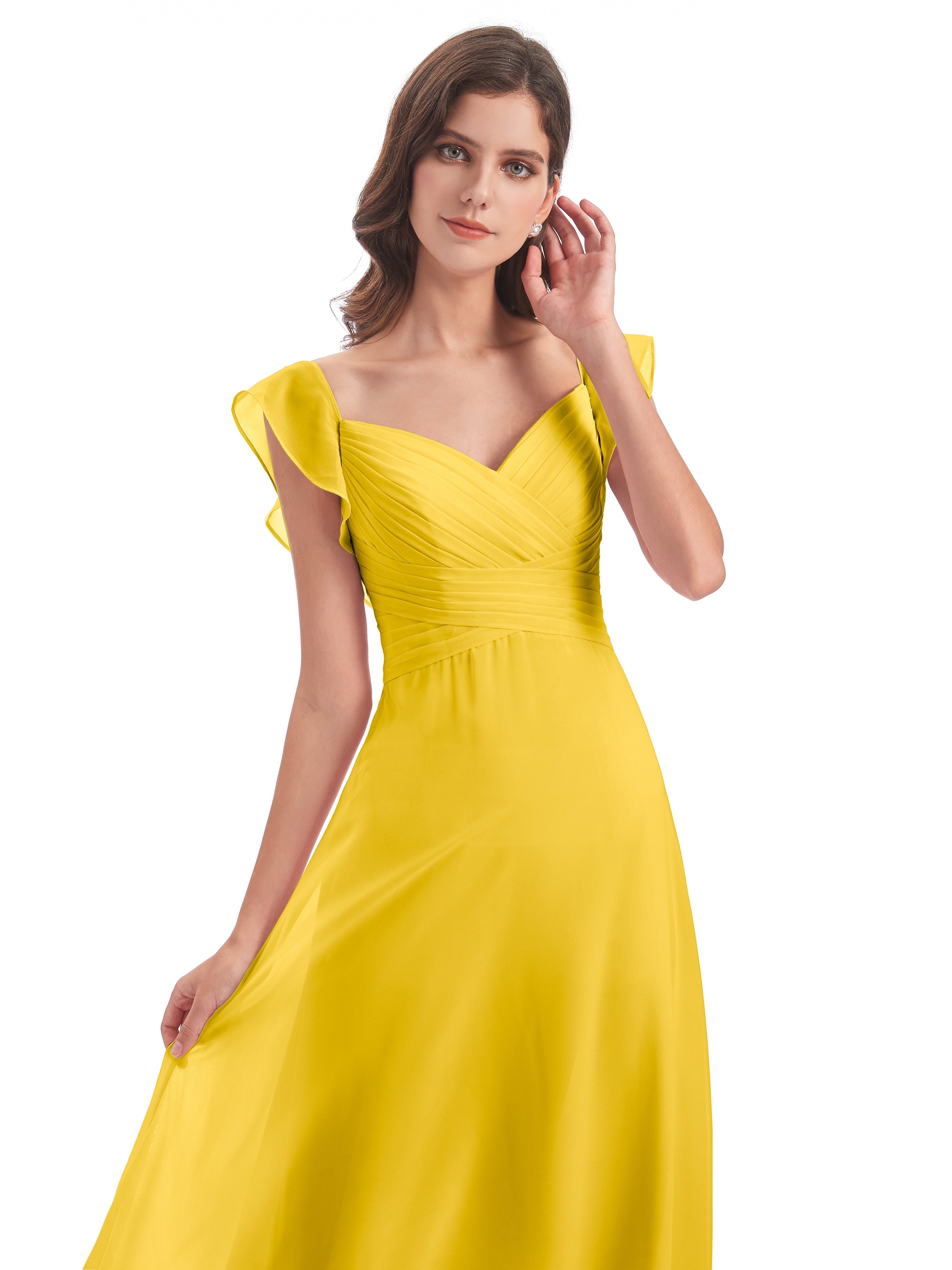 Robe De Demoiselle D'Honneur Souci Fourreau/Colonne Col V Longue Robes Demoiselle D'Honneur