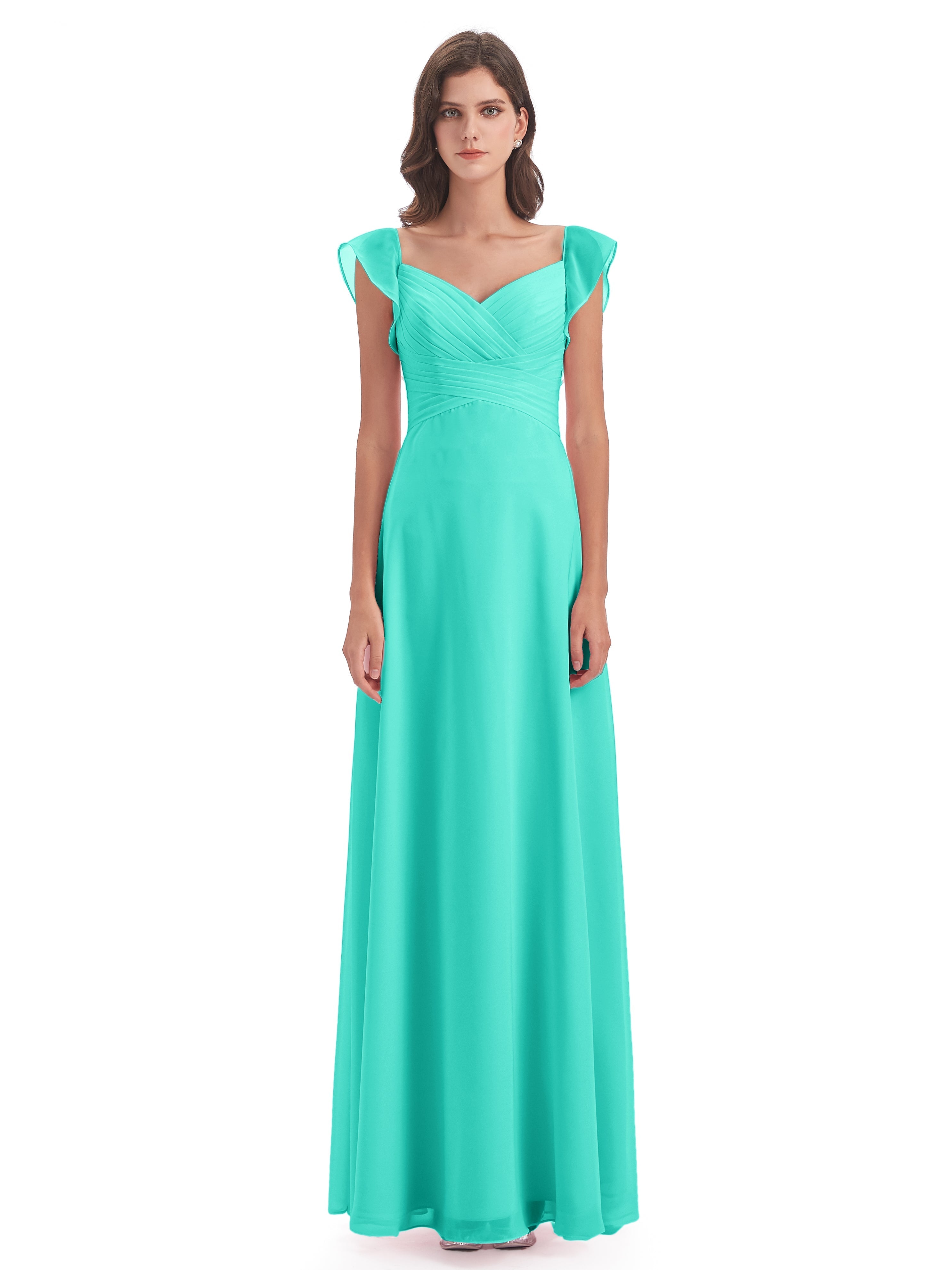 Robes De Demoiselle D'Honneur Spa Fourreau/Colonne Col V Longue Robes Demoiselle D'Honneur