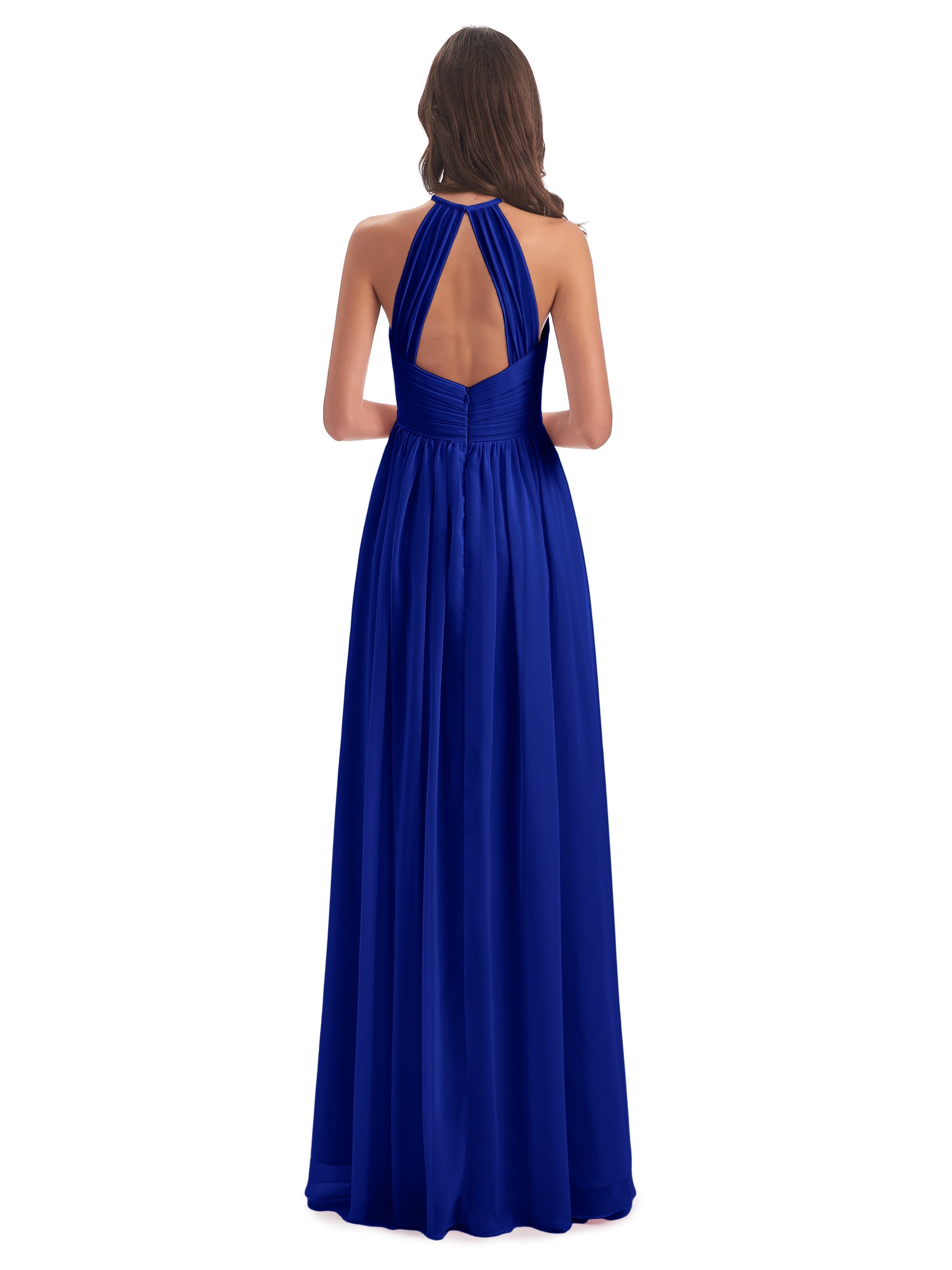 Demoiselle D Honneur Bleu Roi Dos Ouvert Licou Mousseline Robes Demoiselle D'Honneur