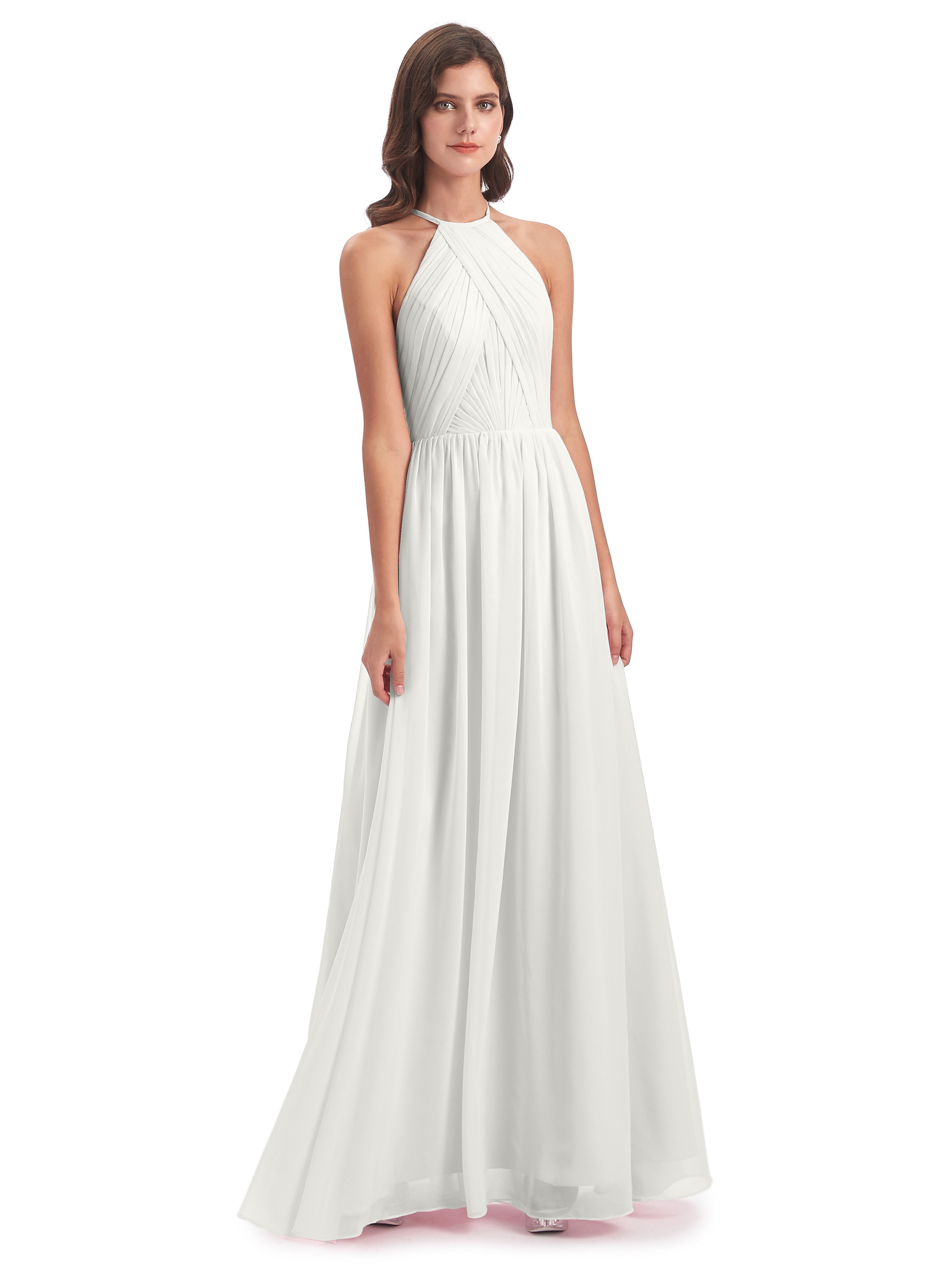 Robe Demoiselle D Honneur Ivoire Dos Ouvert Licou Mousseline Robes Demoiselle D'Honneur