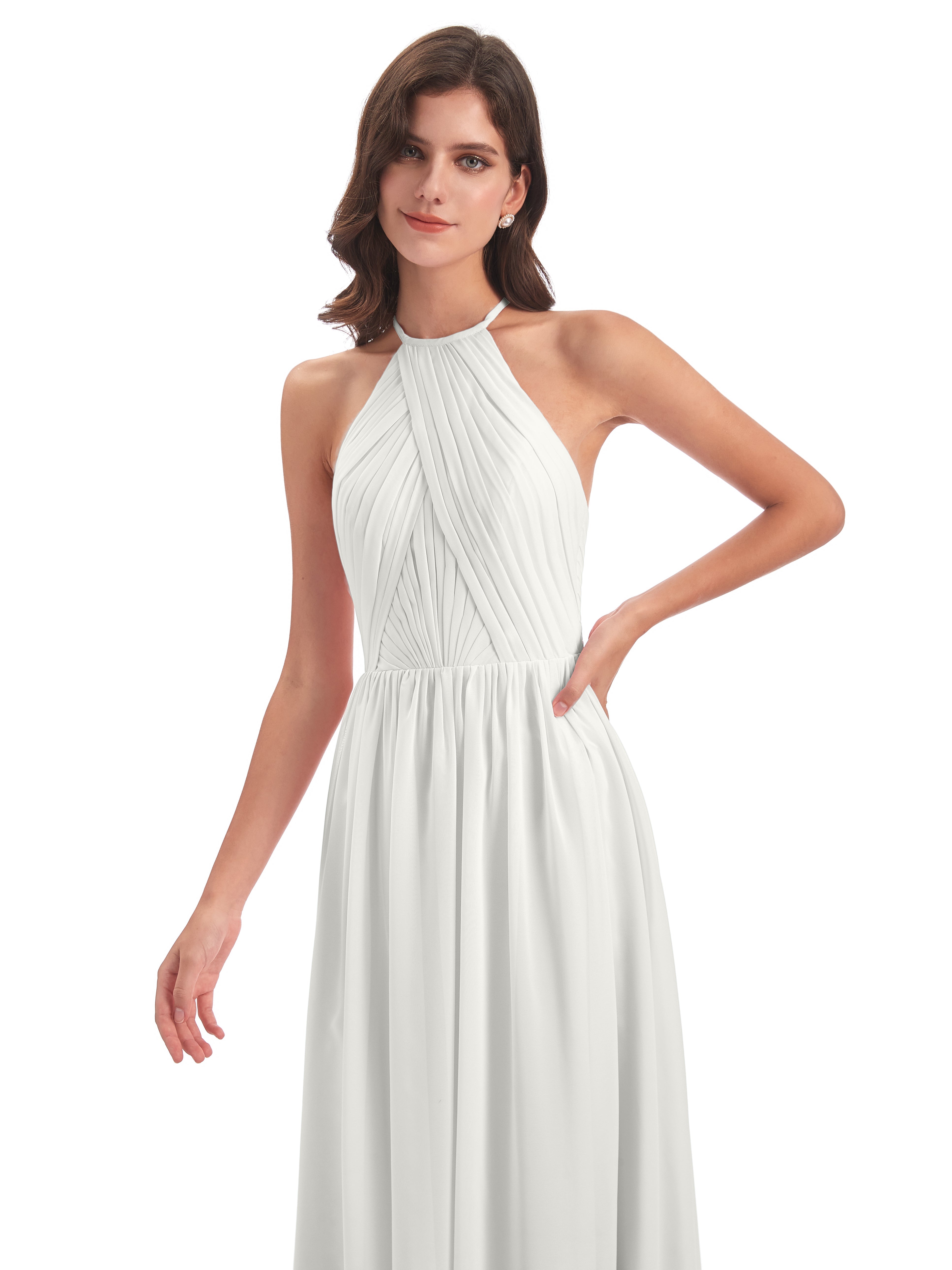 Robe Demoiselle D Honneur Ivoire Dos Ouvert Licou Mousseline Robes Demoiselle D'Honneur