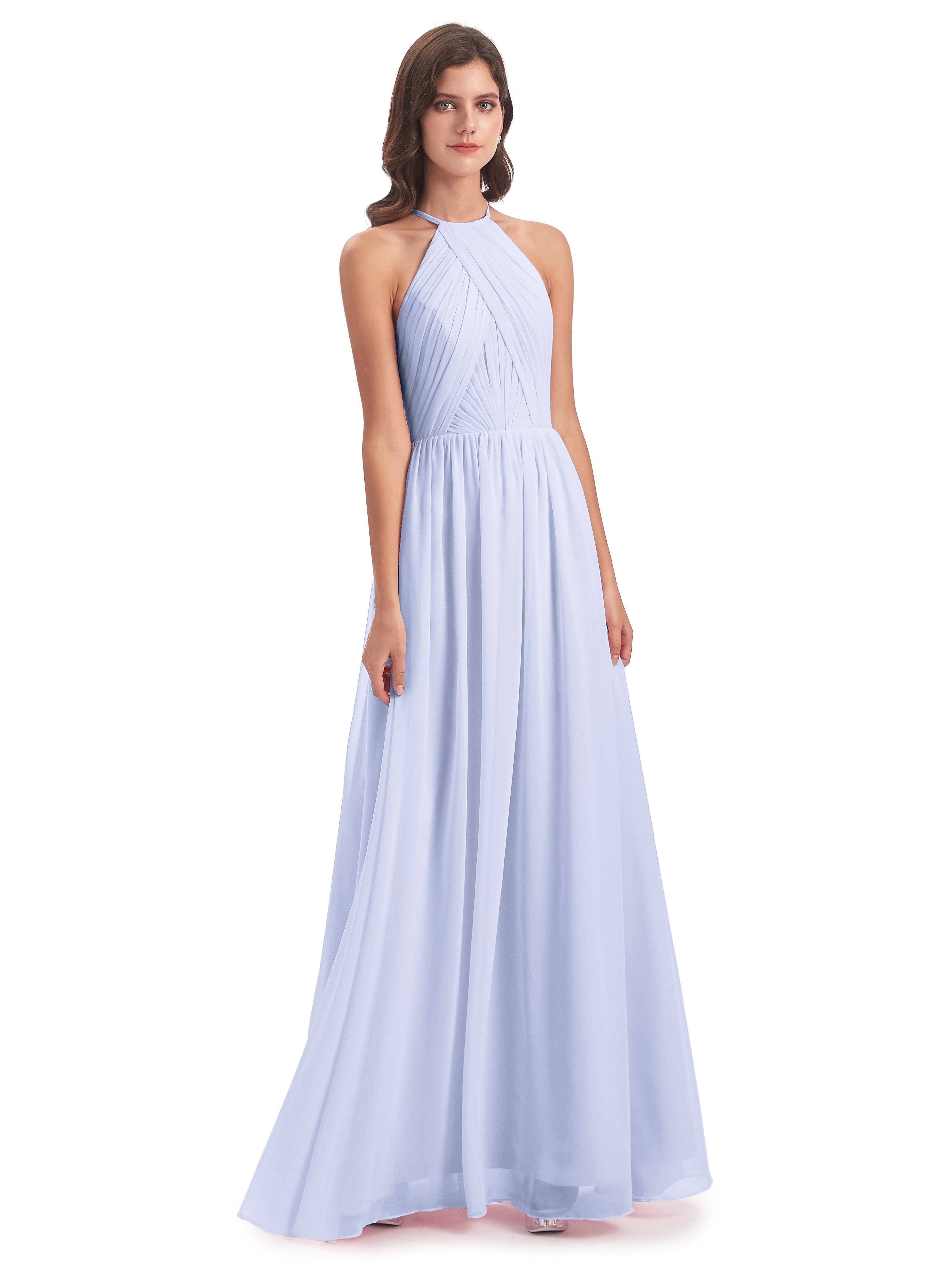 Robe Lavande Demoiselle D Honneur Dos Ouvert Licou Mousseline Robes Demoiselle D'Honneur