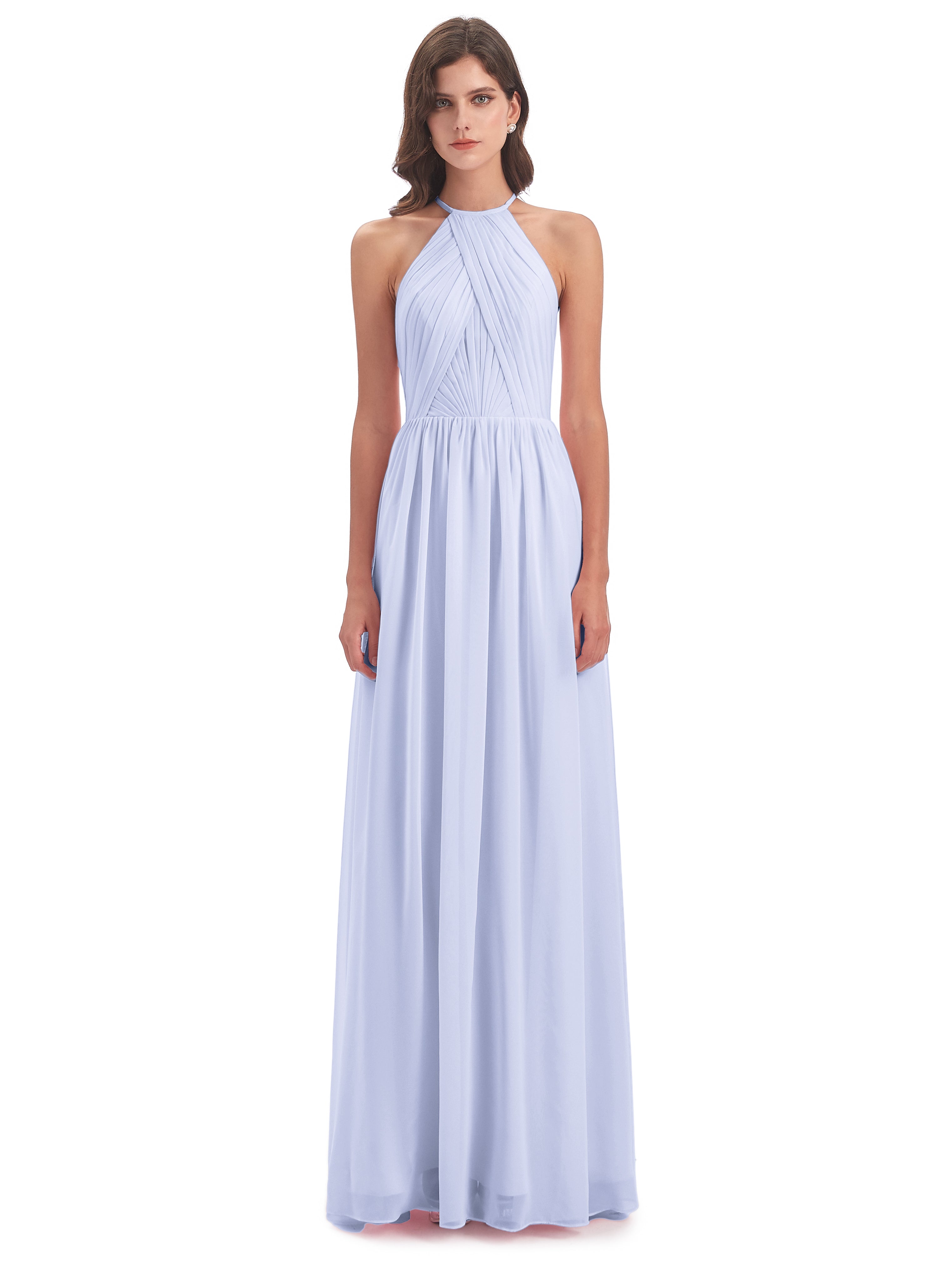 Robe Lavande Demoiselle D Honneur Dos Ouvert Licou Mousseline Robes Demoiselle D'Honneur