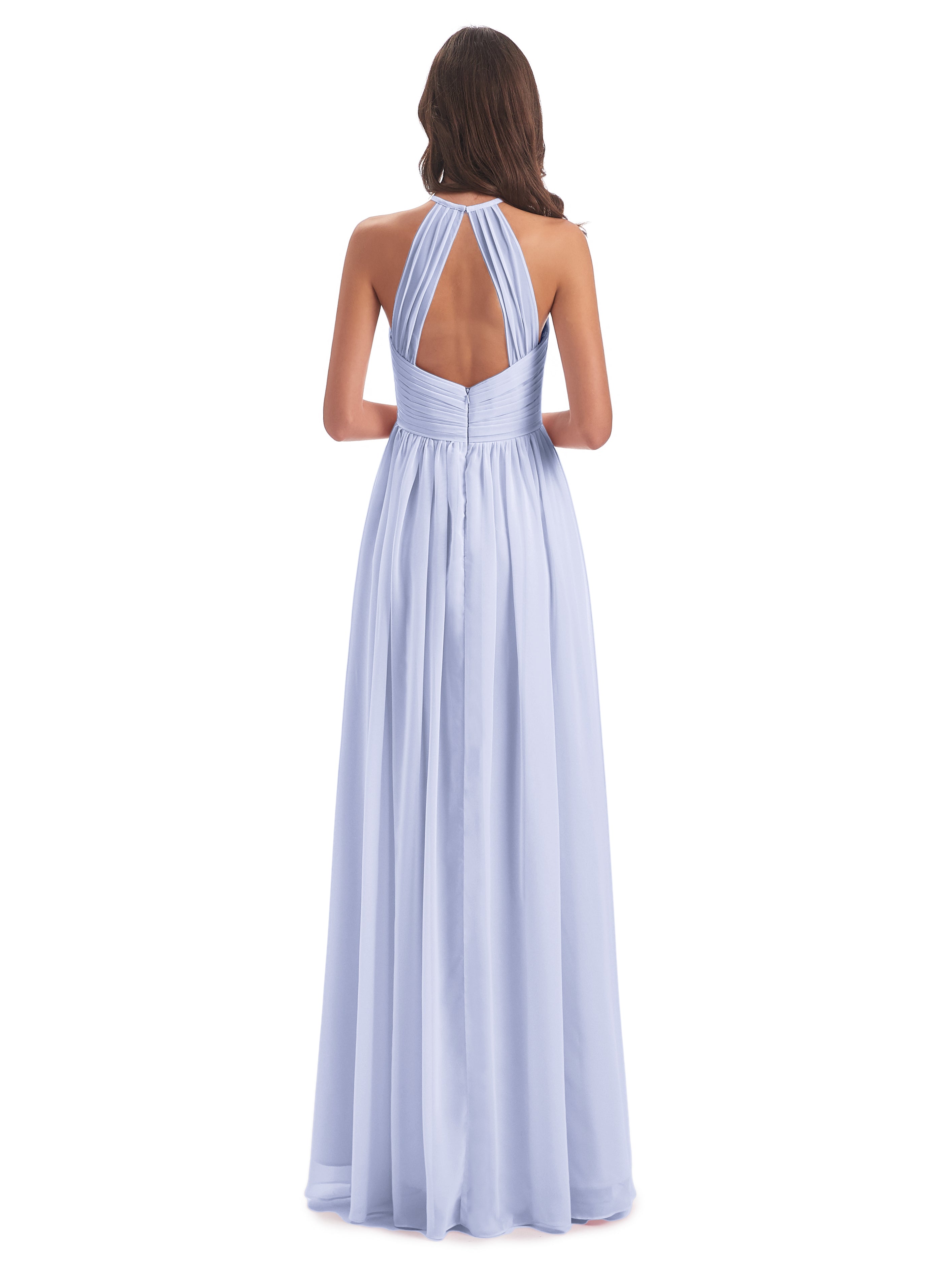 Robe Lavande Demoiselle D Honneur Dos Ouvert Licou Mousseline Robes Demoiselle D'Honneur