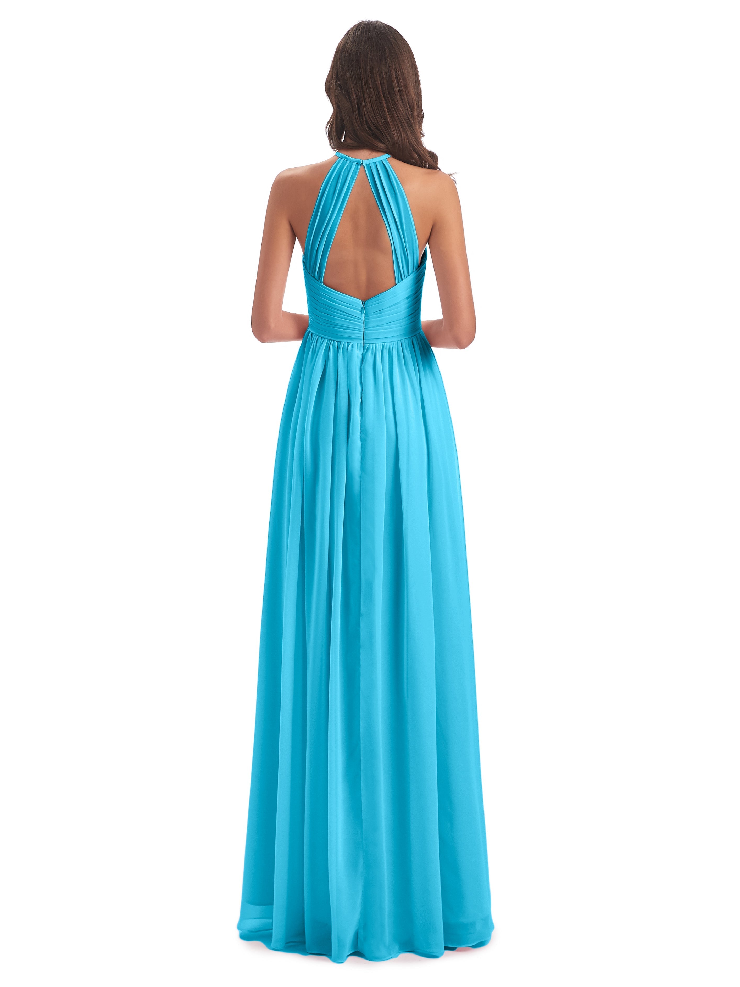 Robe De Demoiselle D'Honneur En Piscine Dos Ouvert Licou Mousseline Robes Demoiselle D'Honneur