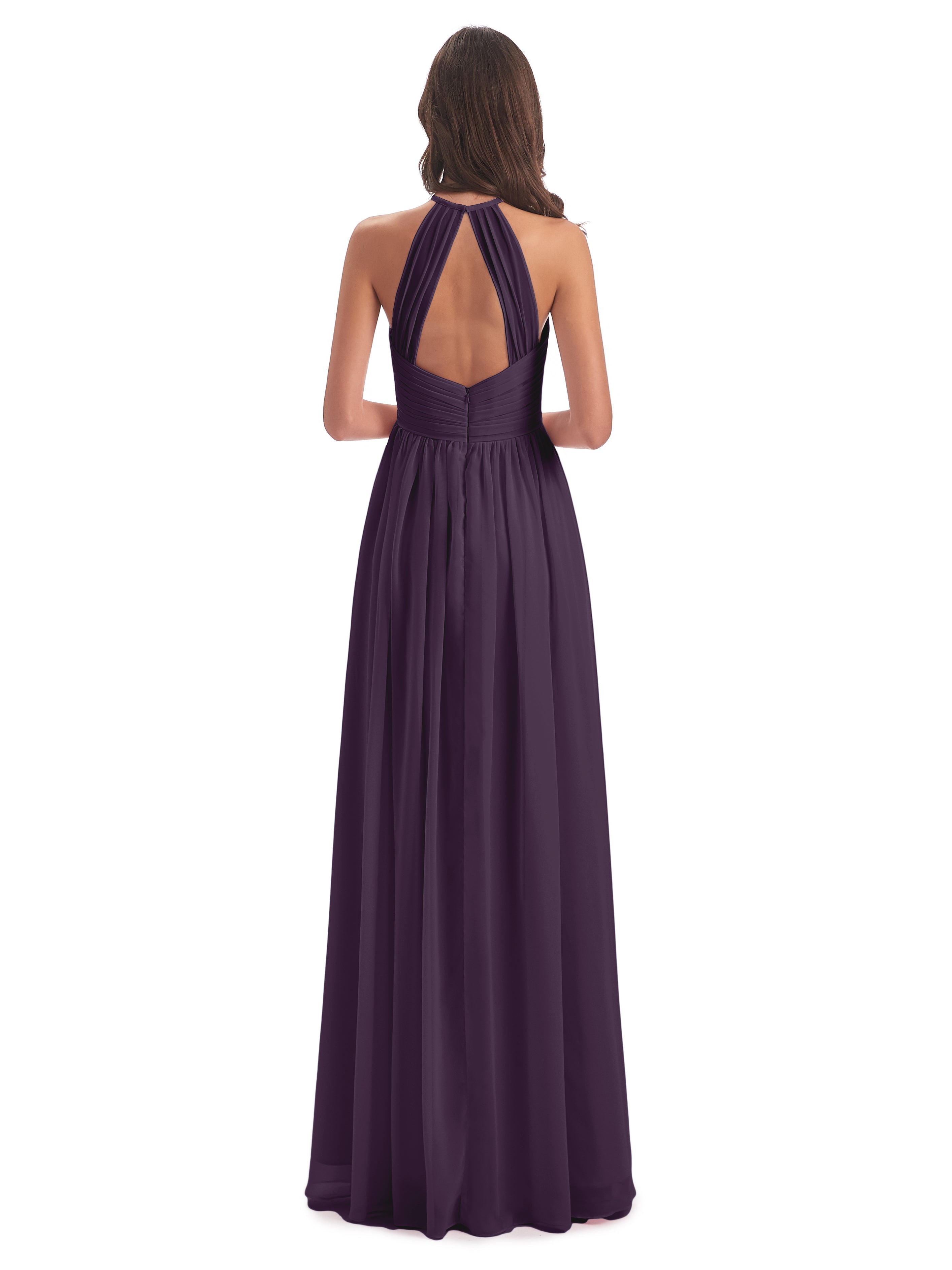 Robe Demoiselle D Honneur Plume Dos Ouvert Licou Mousseline Robes Demoiselle D'Honneur
