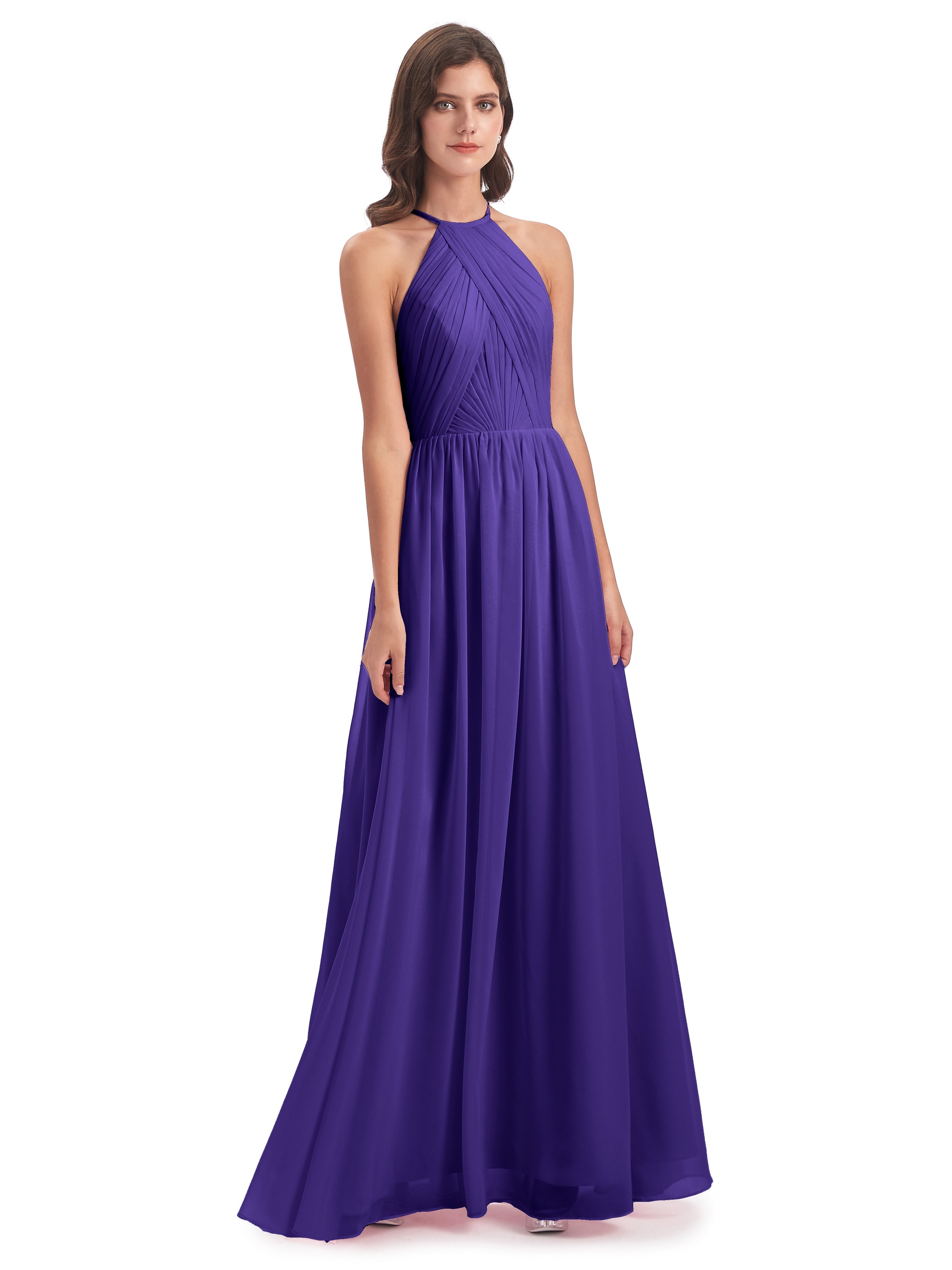 Robes De Demoiselle D'Honneur En Régence Dos Ouvert Licou Mousseline Robes Demoiselle D'Honneur
