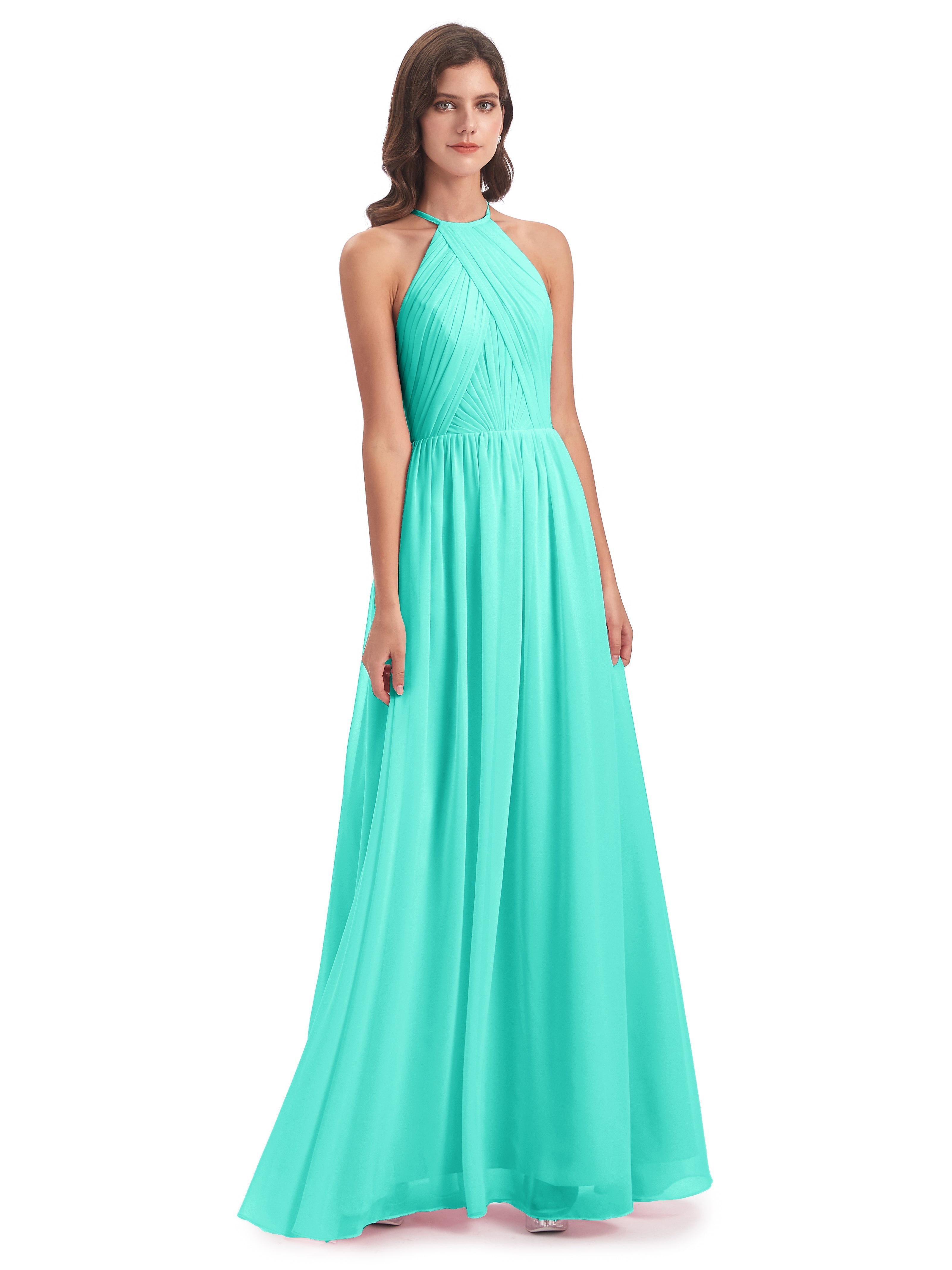 Robes De Demoiselle D'Honneur Spa Dos Ouvert Licou Mousseline Robes Demoiselle D'Honneur