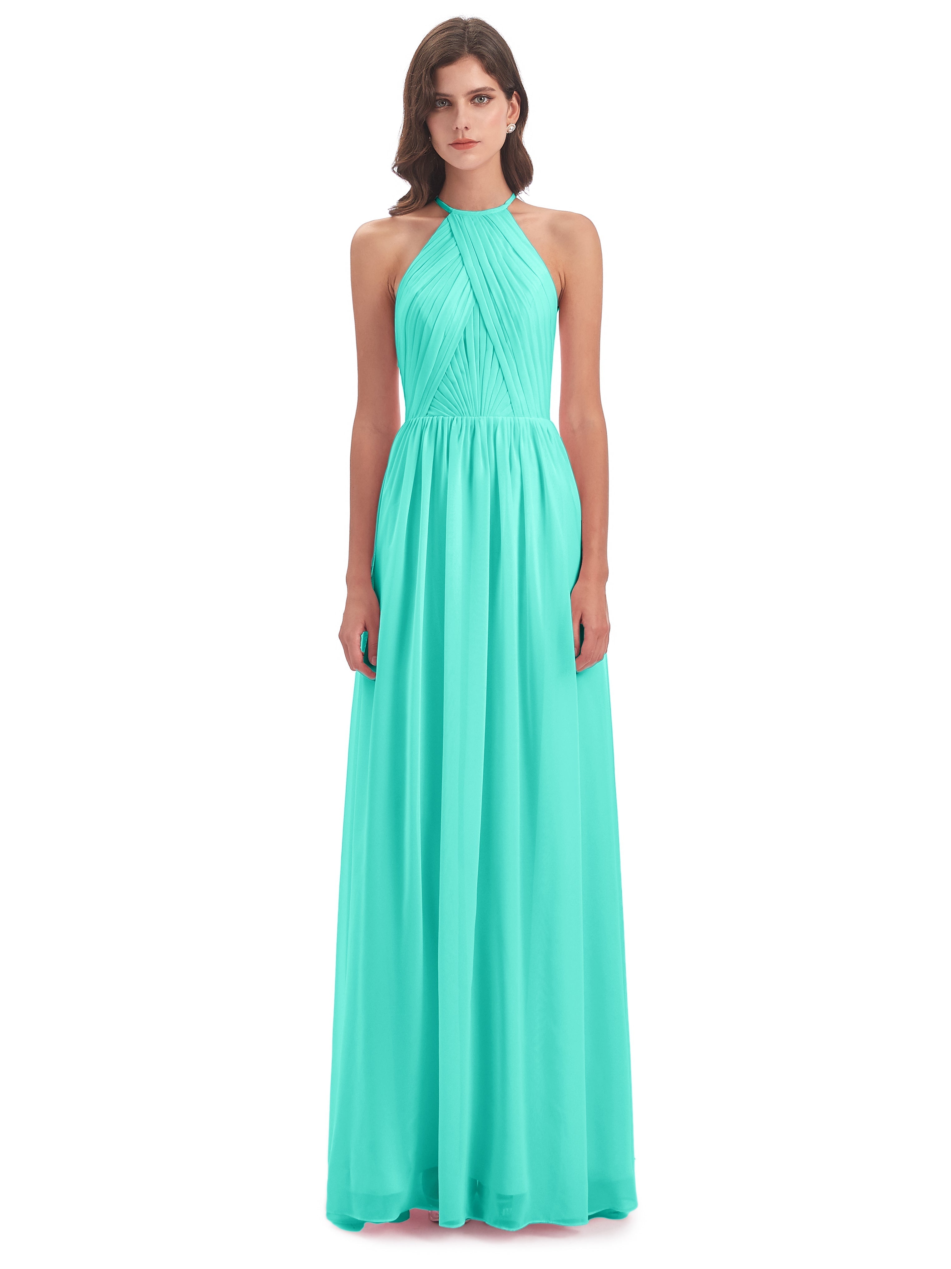 Robes De Demoiselle D'Honneur Spa Dos Ouvert Licou Mousseline Robes Demoiselle D'Honneur