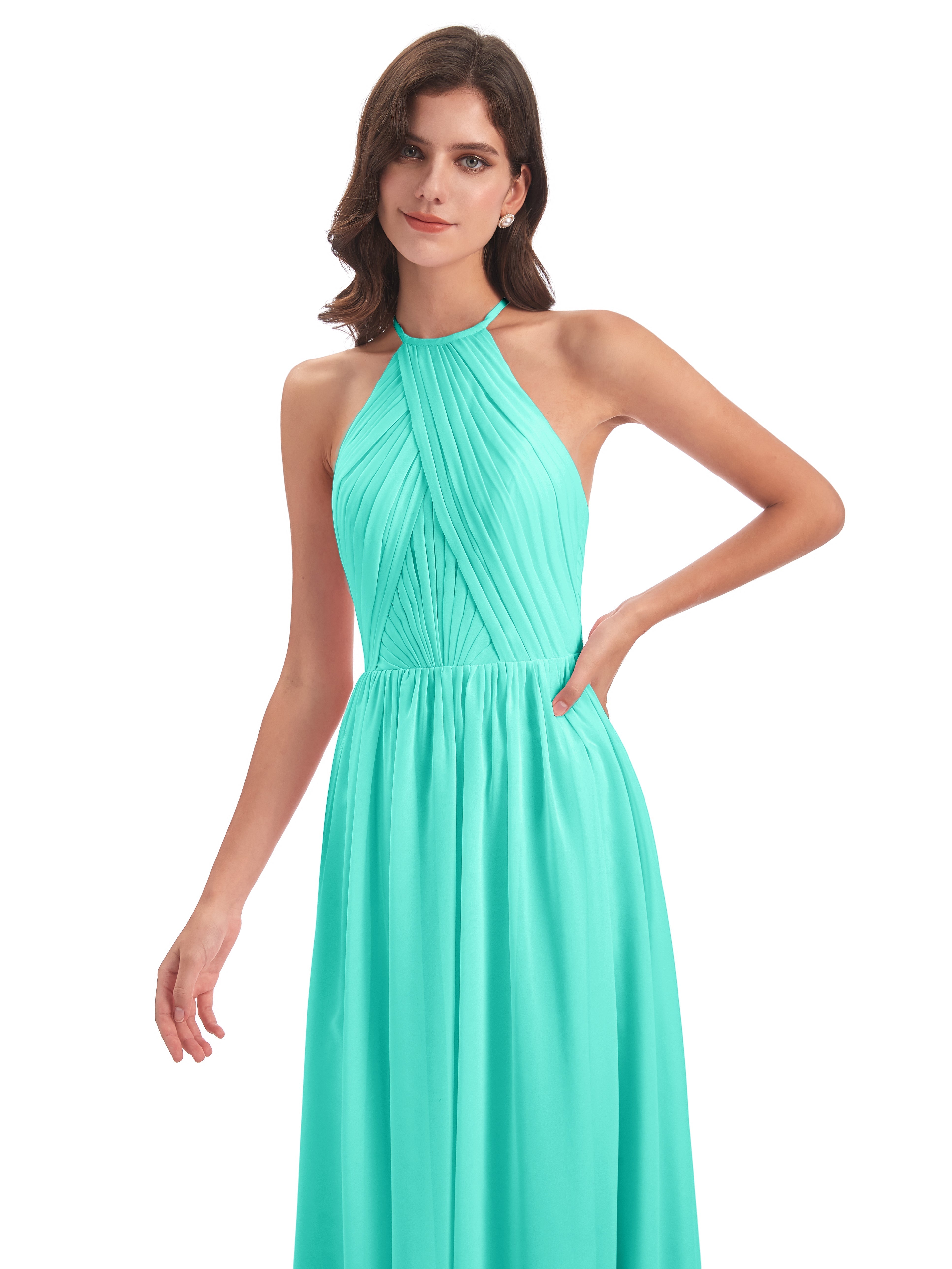 Robes De Demoiselle D'Honneur Spa Dos Ouvert Licou Mousseline Robes Demoiselle D'Honneur