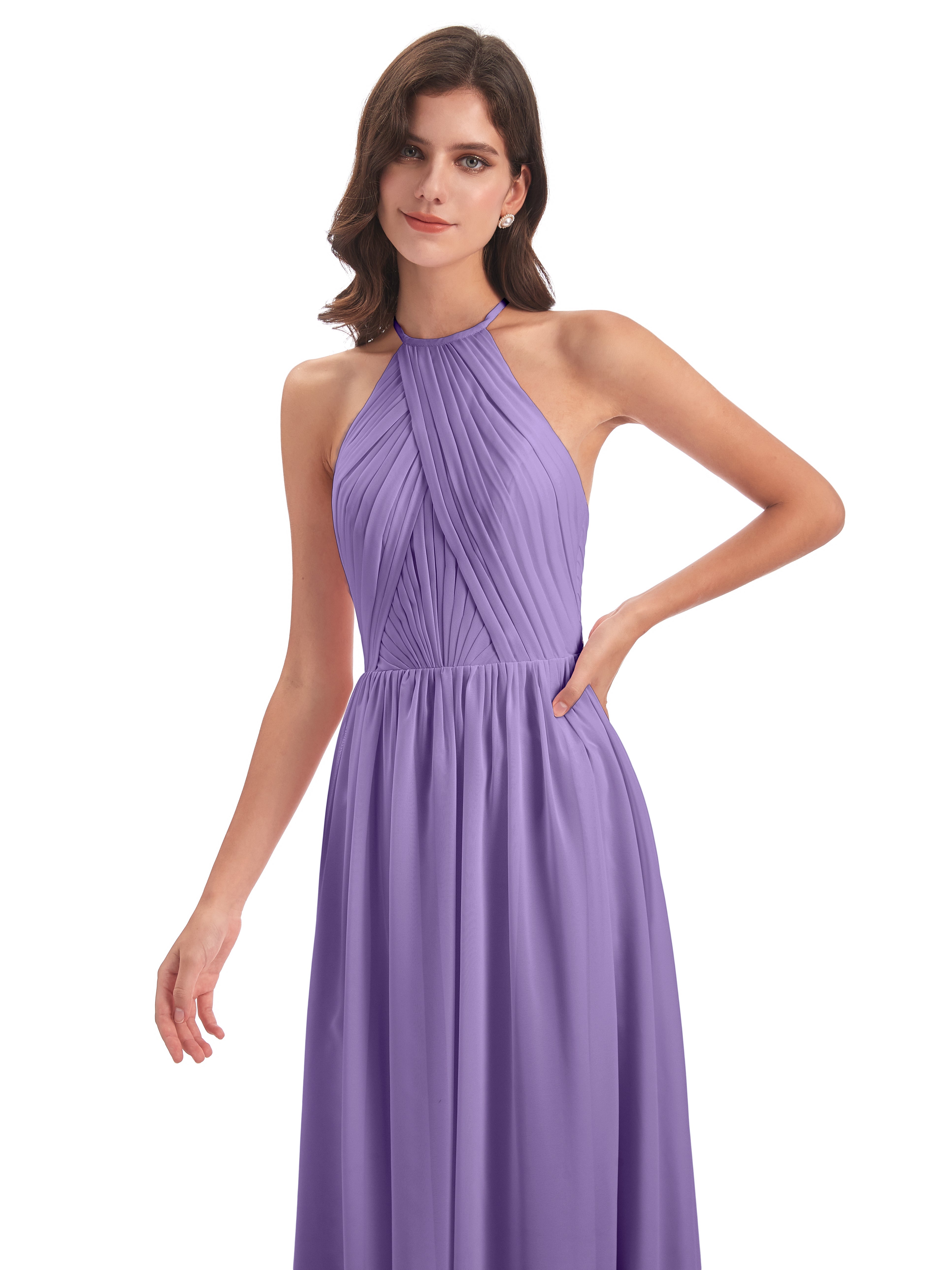 Robes De Demoiselle D'Honneur Tahiti Dos Ouvert Licou Mousseline Robes Demoiselle D'Honneur