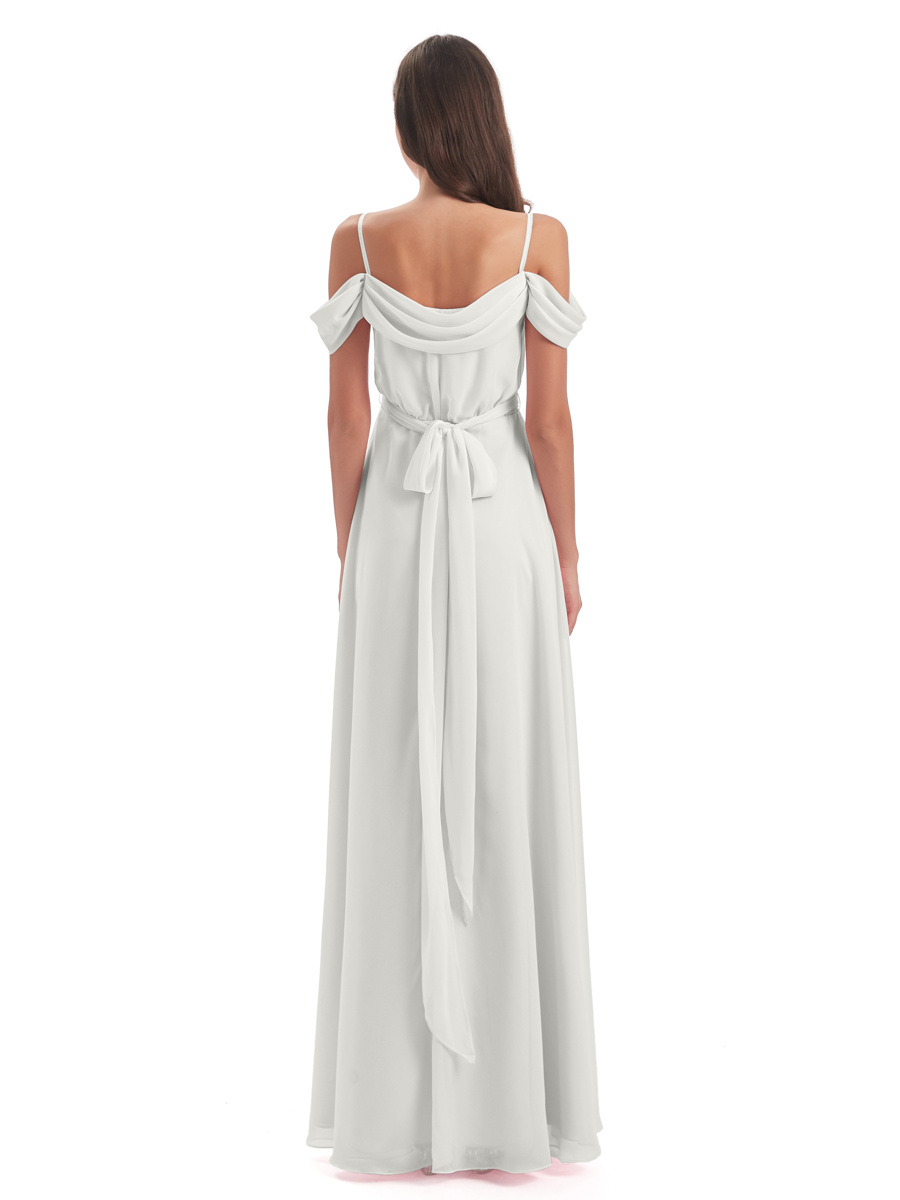 Robe Demoiselle D Honneur Ivoire Bretelles Spaghetti Fendue Plis Robes Demoiselle D'Honneur