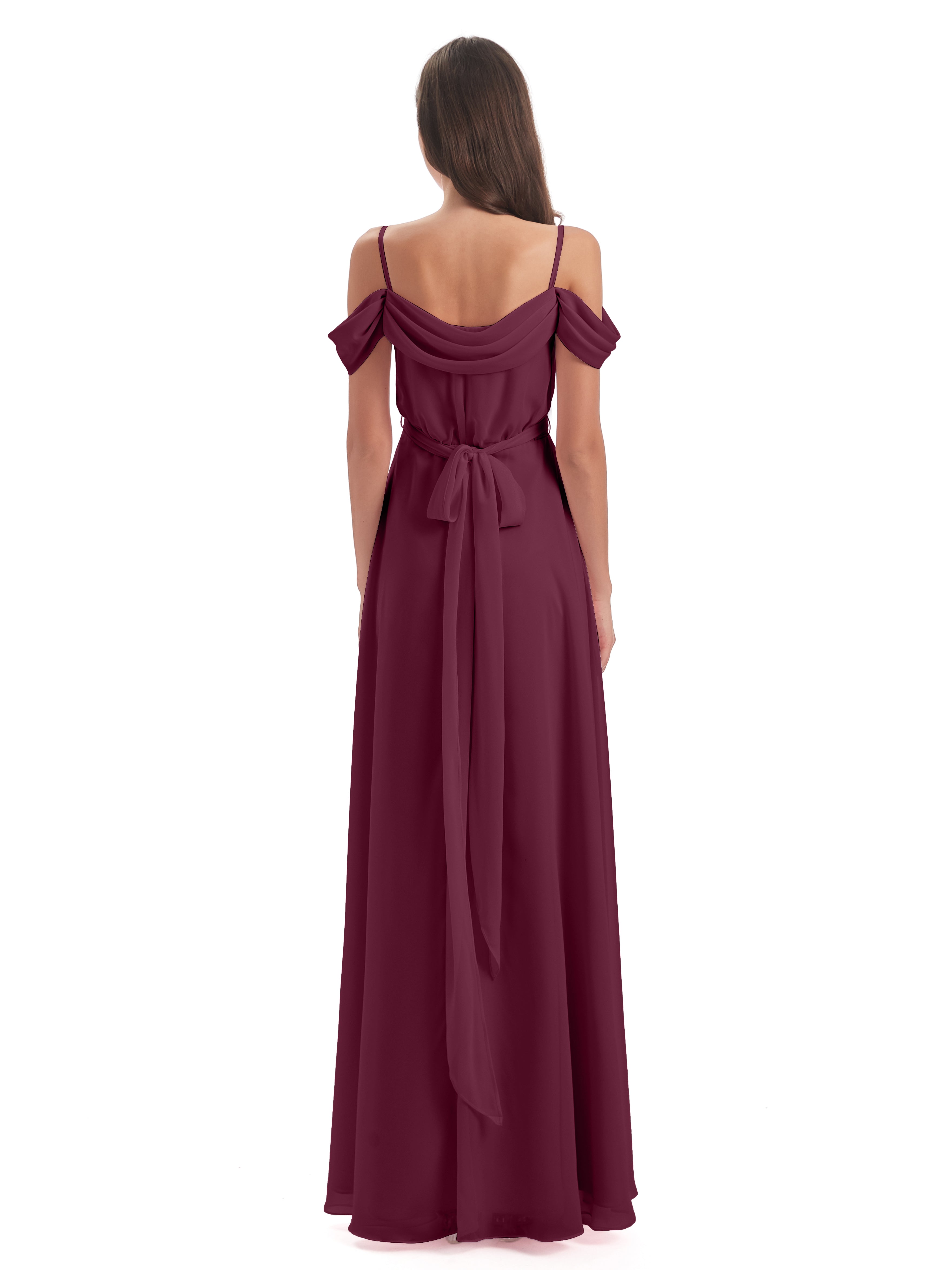 Robes De Demoiselle D'Honneur Mûre Bretelles Spaghetti Fendue Plis Robes Demoiselle D'Honneur