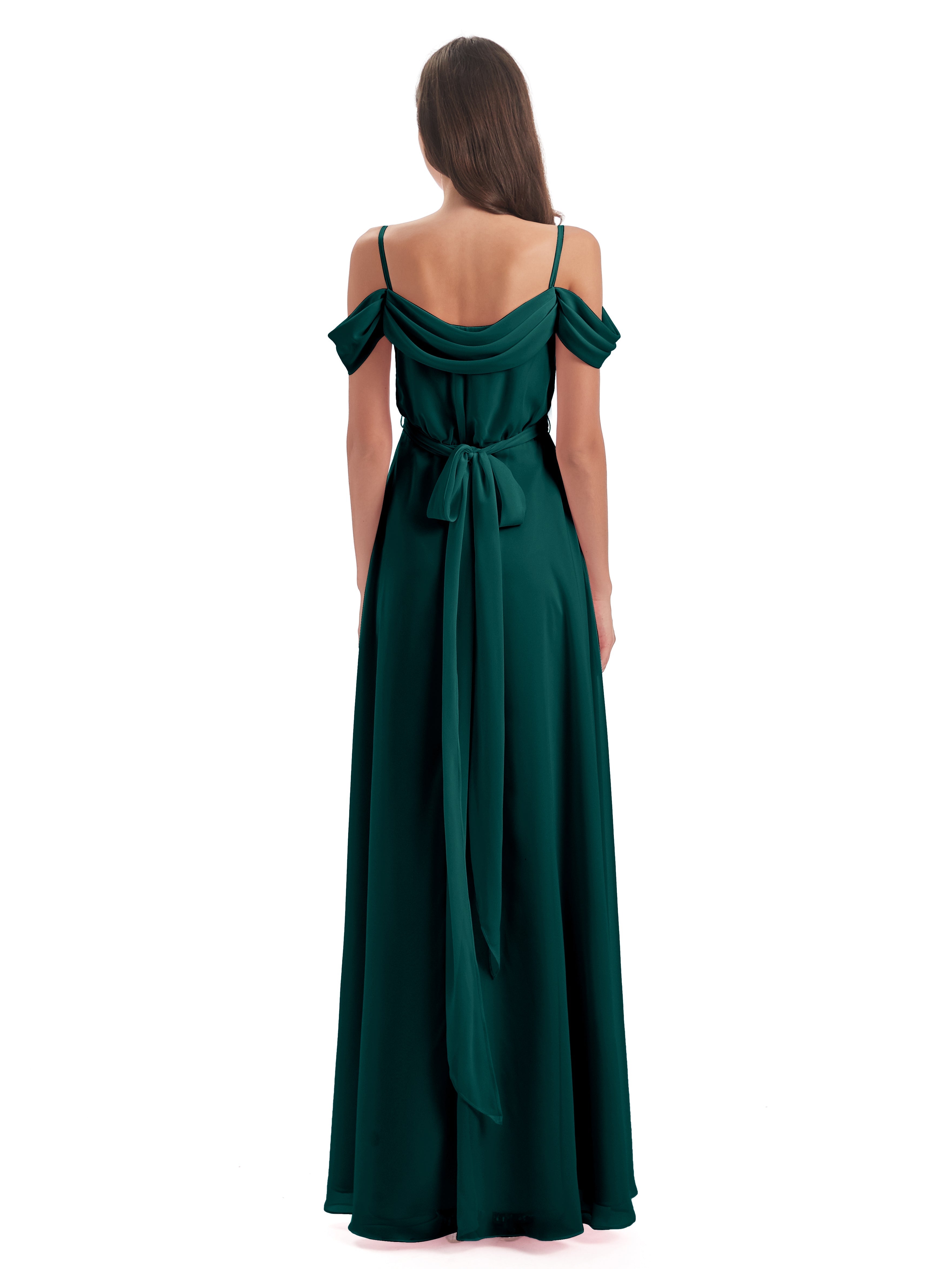 Demoiselle D'Honneur De Paon Bretelles Spaghetti Fendue Plis Robes Demoiselle D'Honneur