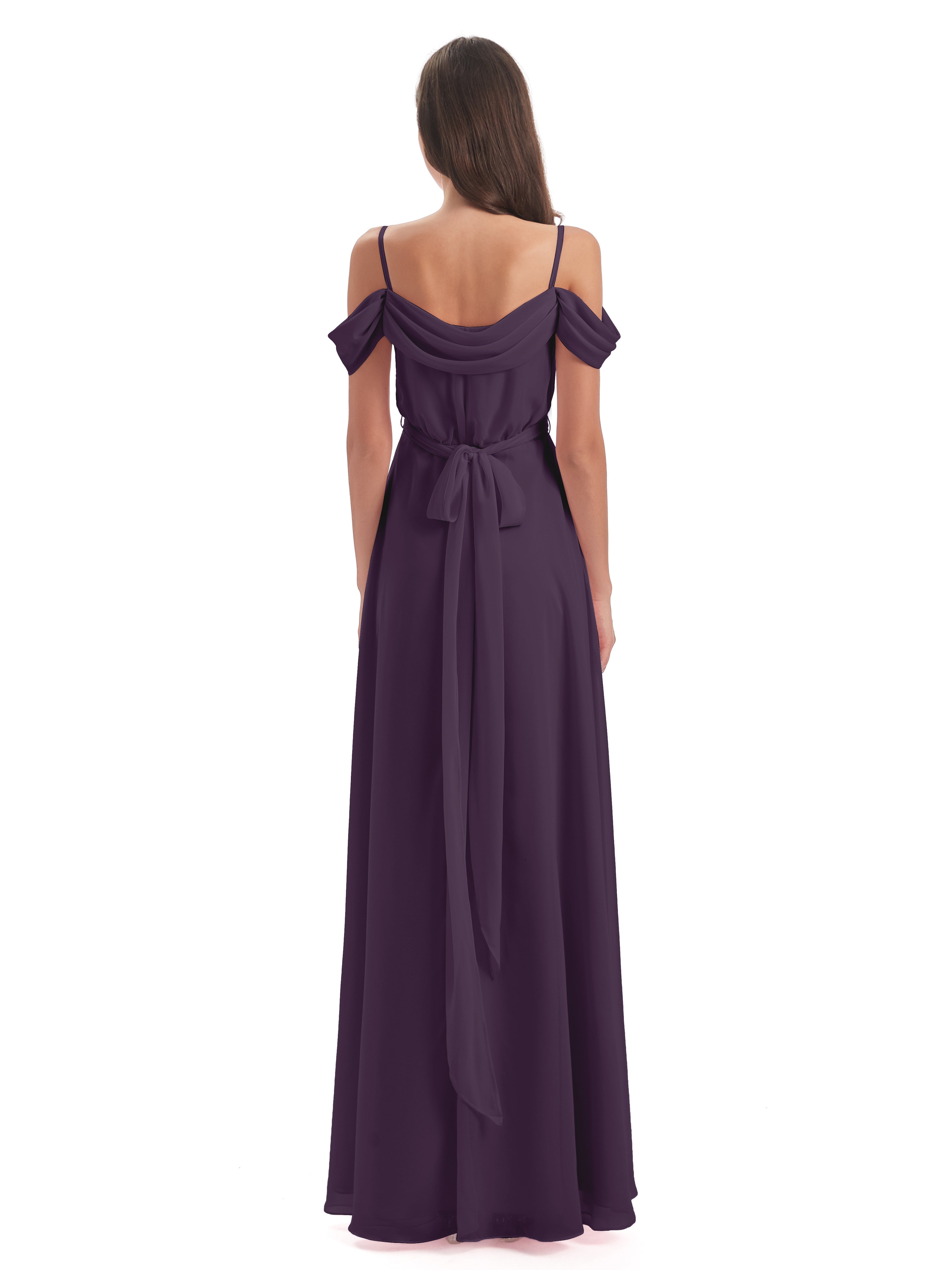 Robe Demoiselle D Honneur Plume Bretelles Spaghetti Fendue Plis Robes Demoiselle D'Honneur
