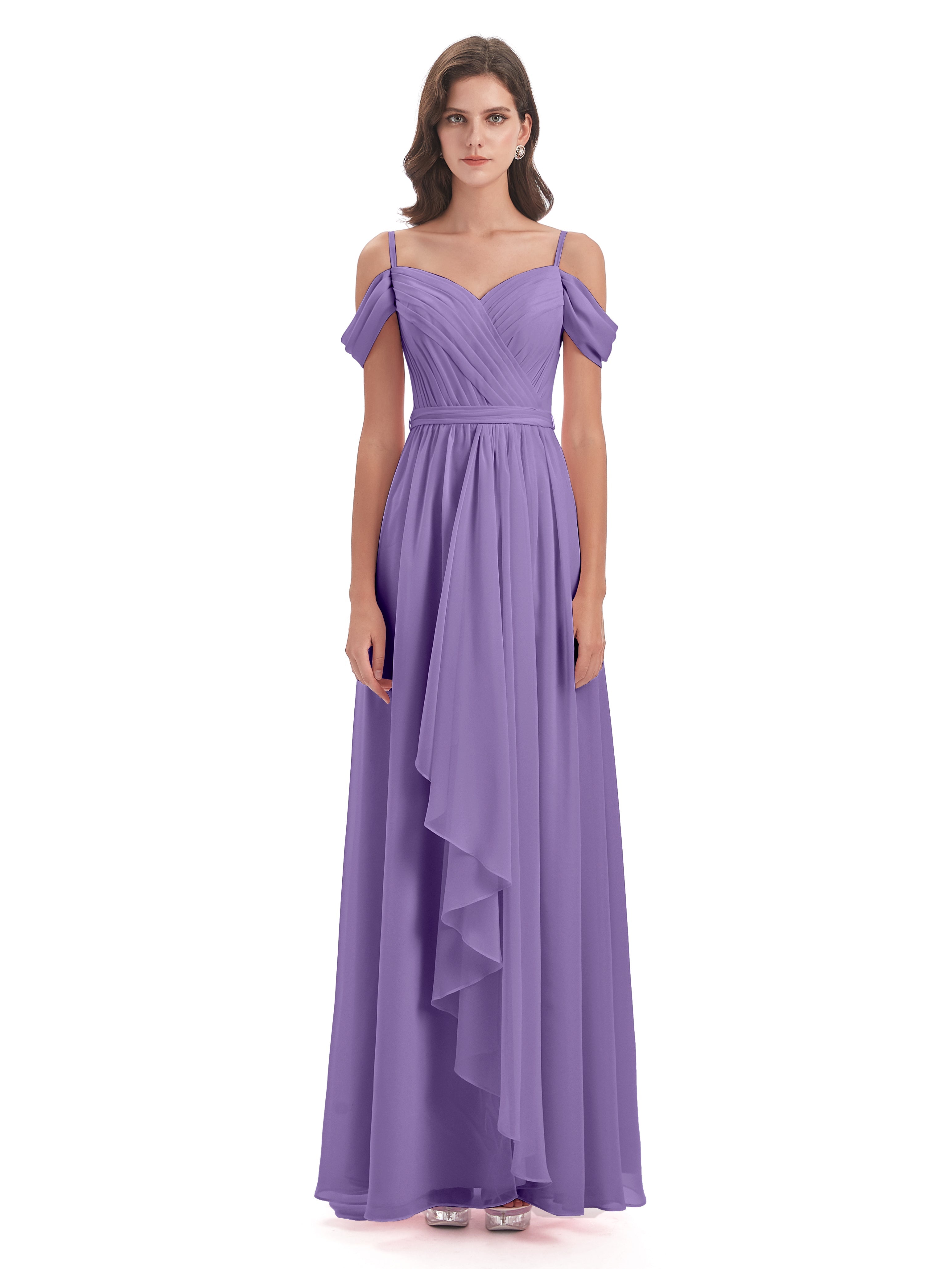 Robes De Demoiselle D'Honneur Tahiti Bretelles Spaghetti Fendue Plis Robes Demoiselle D'Honneur