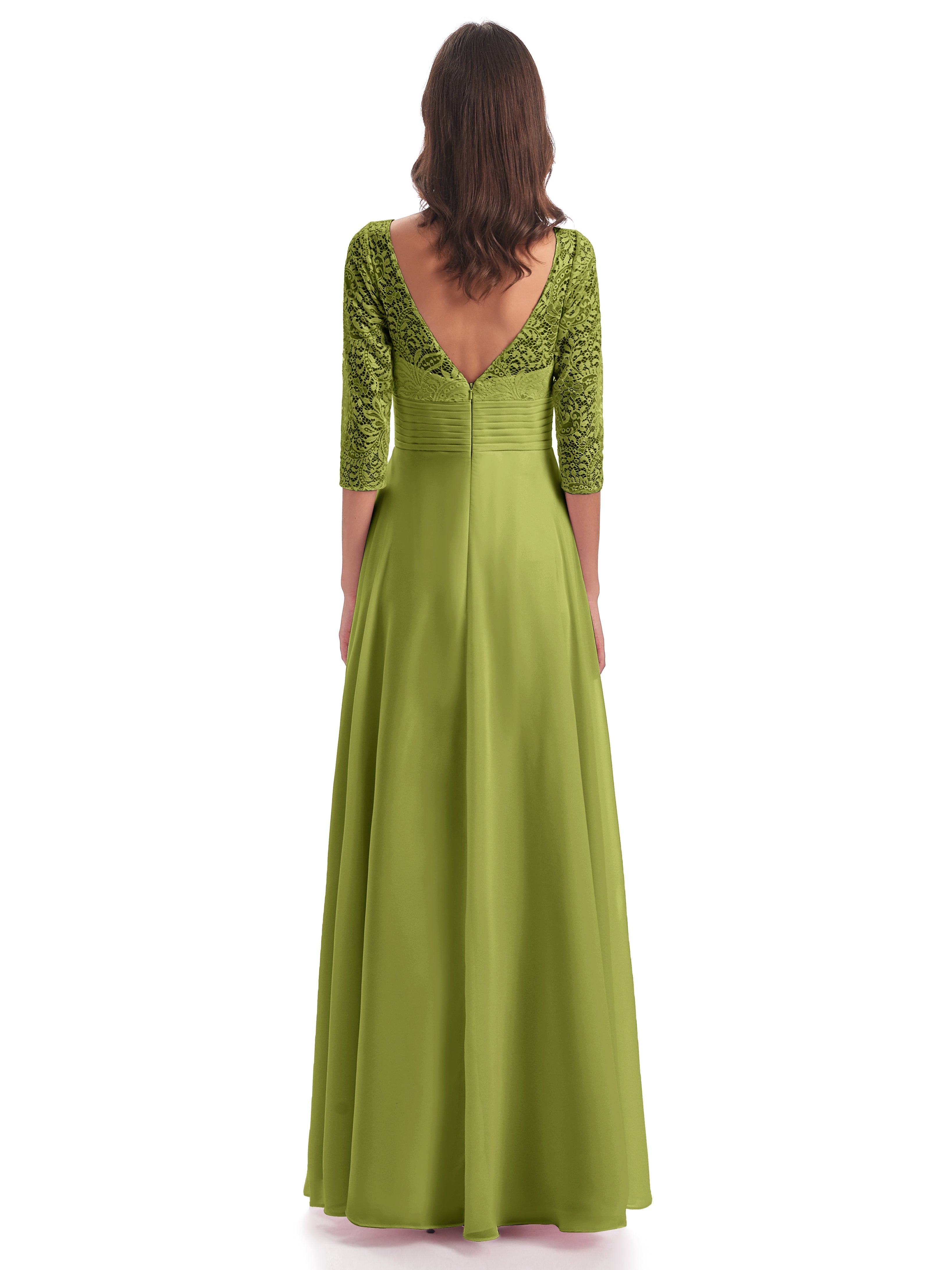 Robes De Demoiselle D'Honneur Trèfle Dos En V Manches 3/4 Robes Demoiselle D'Honneur