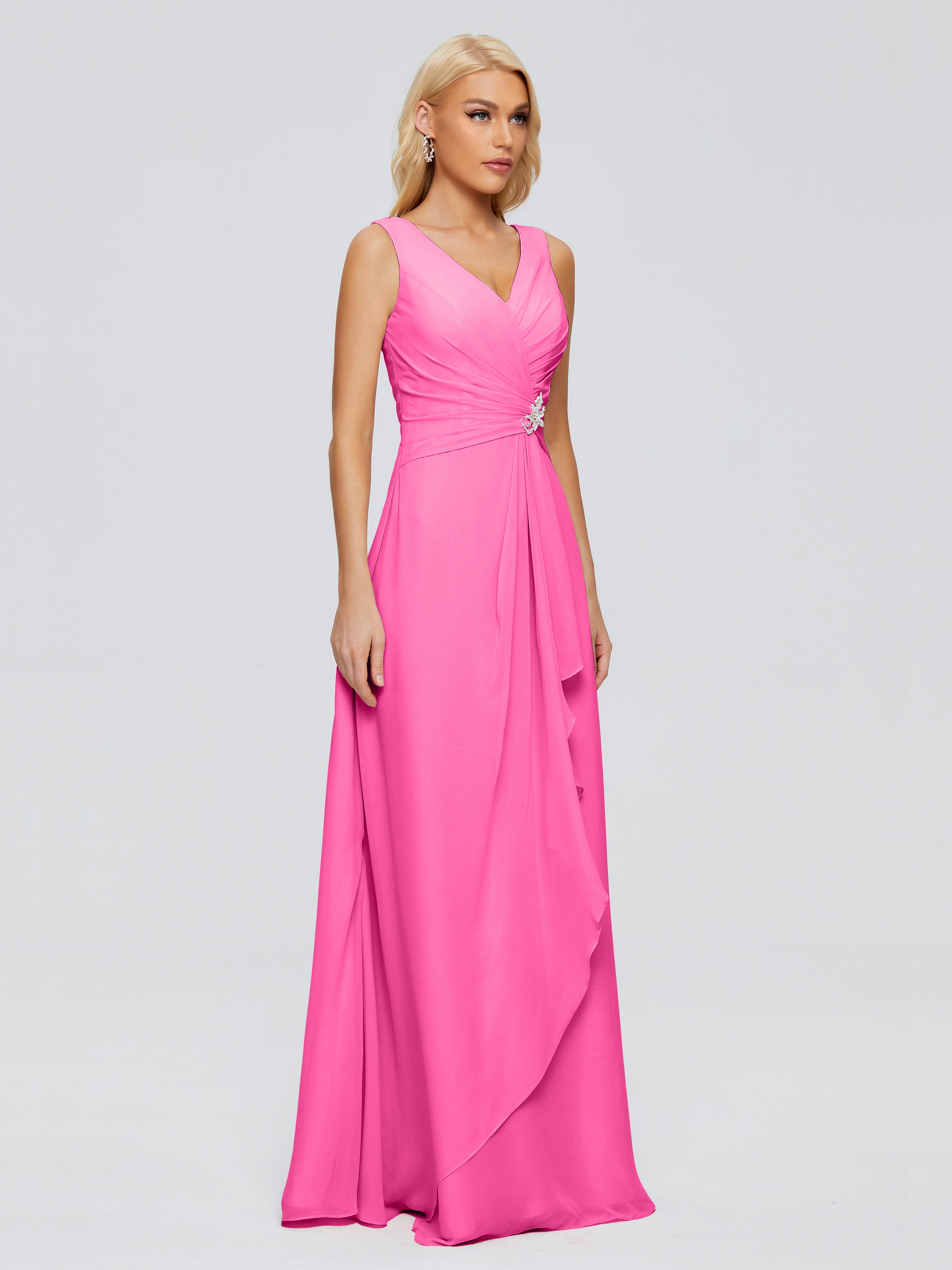 Robe Demoiselle D Honneur Azalée Fourreau Col V Sans Manche Mousseline Robes Demoiselle D'Honneur
