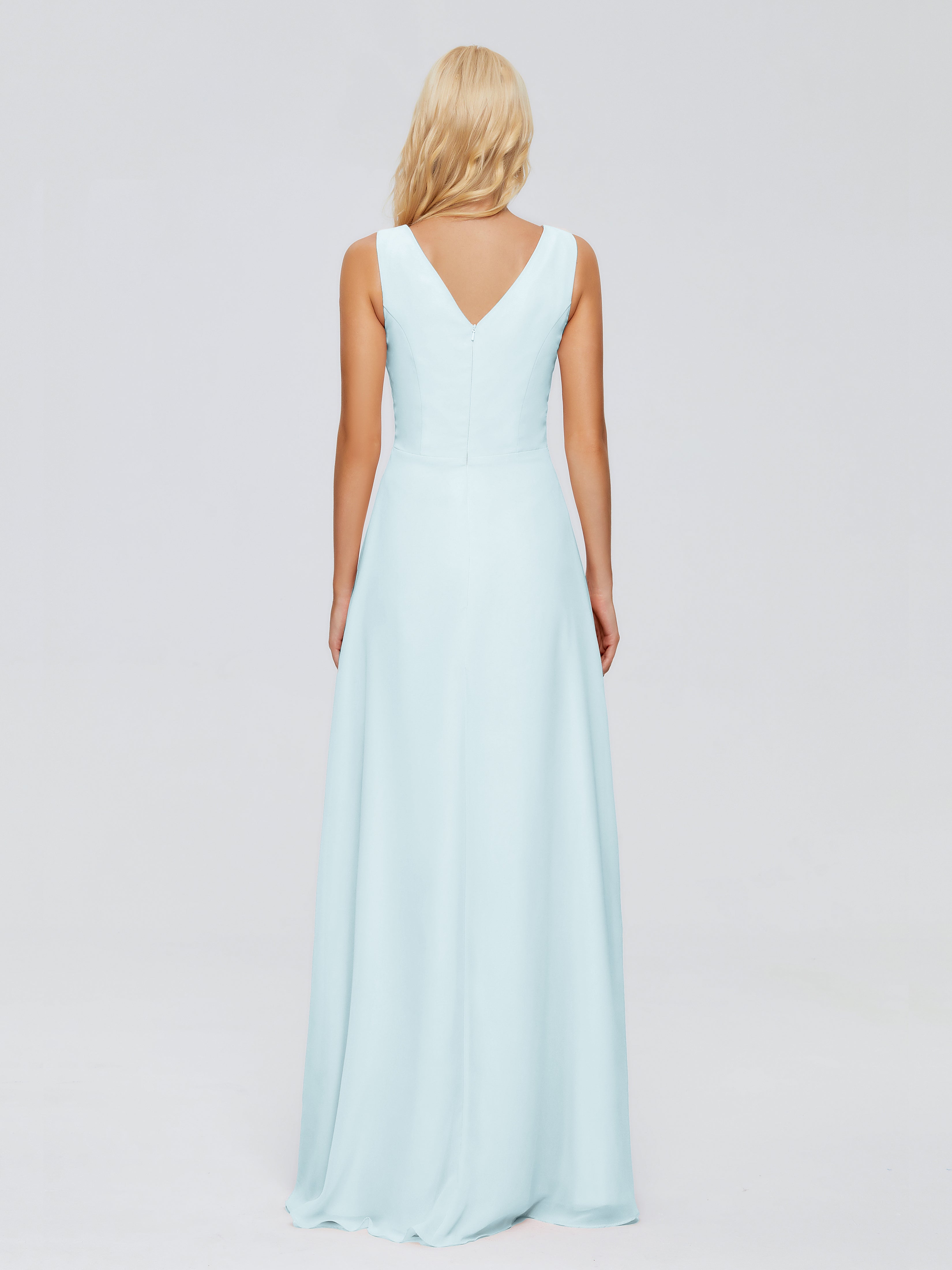 Robe De Demoiselle D'Honneur Brume Fourreau Col V Sans Manche Mousseline Robes Demoiselle D'Honneur