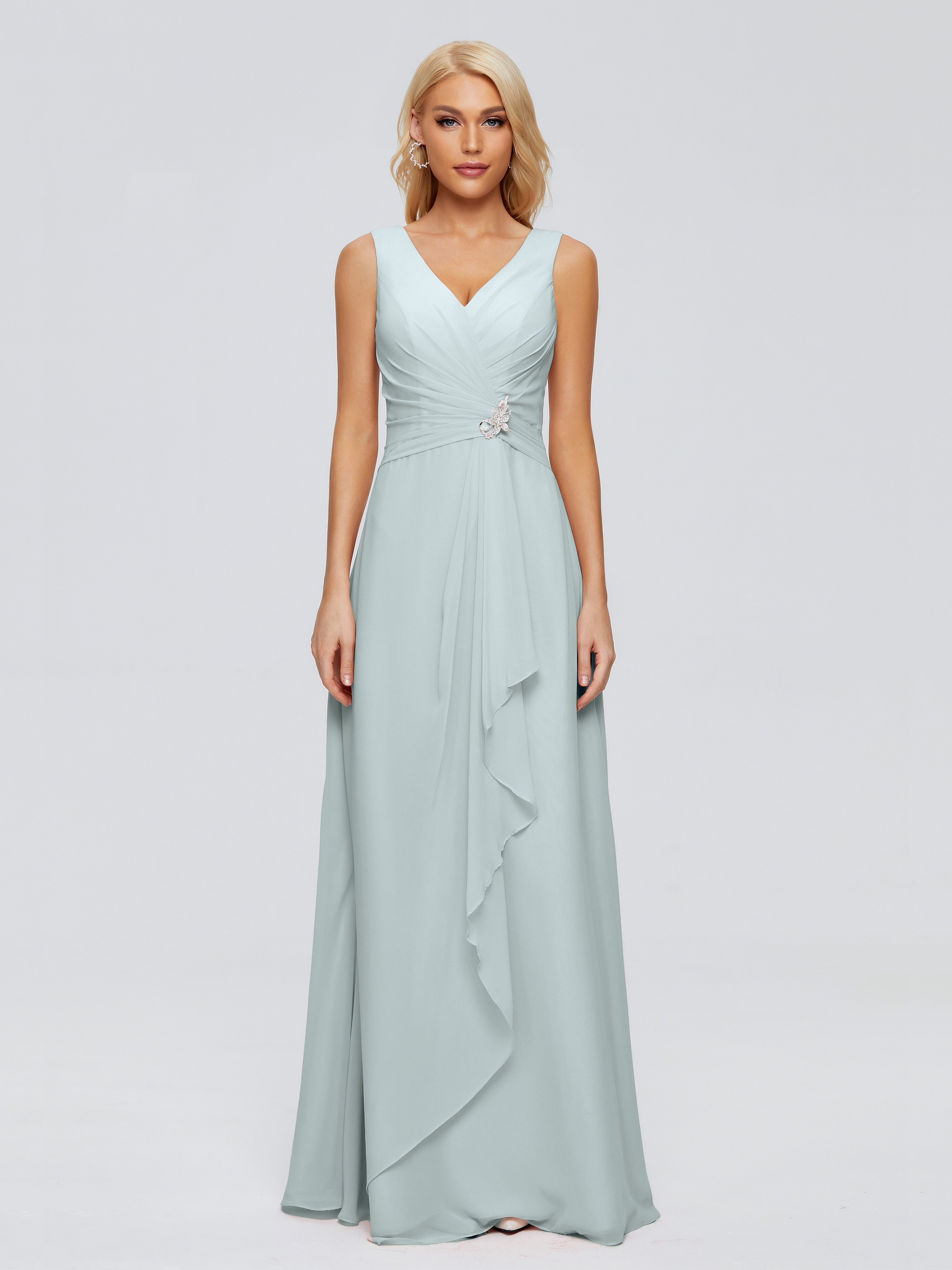 Robe Demoiselle D Honneur Celadon Mancherons Dos Ouvert Mousseline Robes Demoiselle D'Honneur