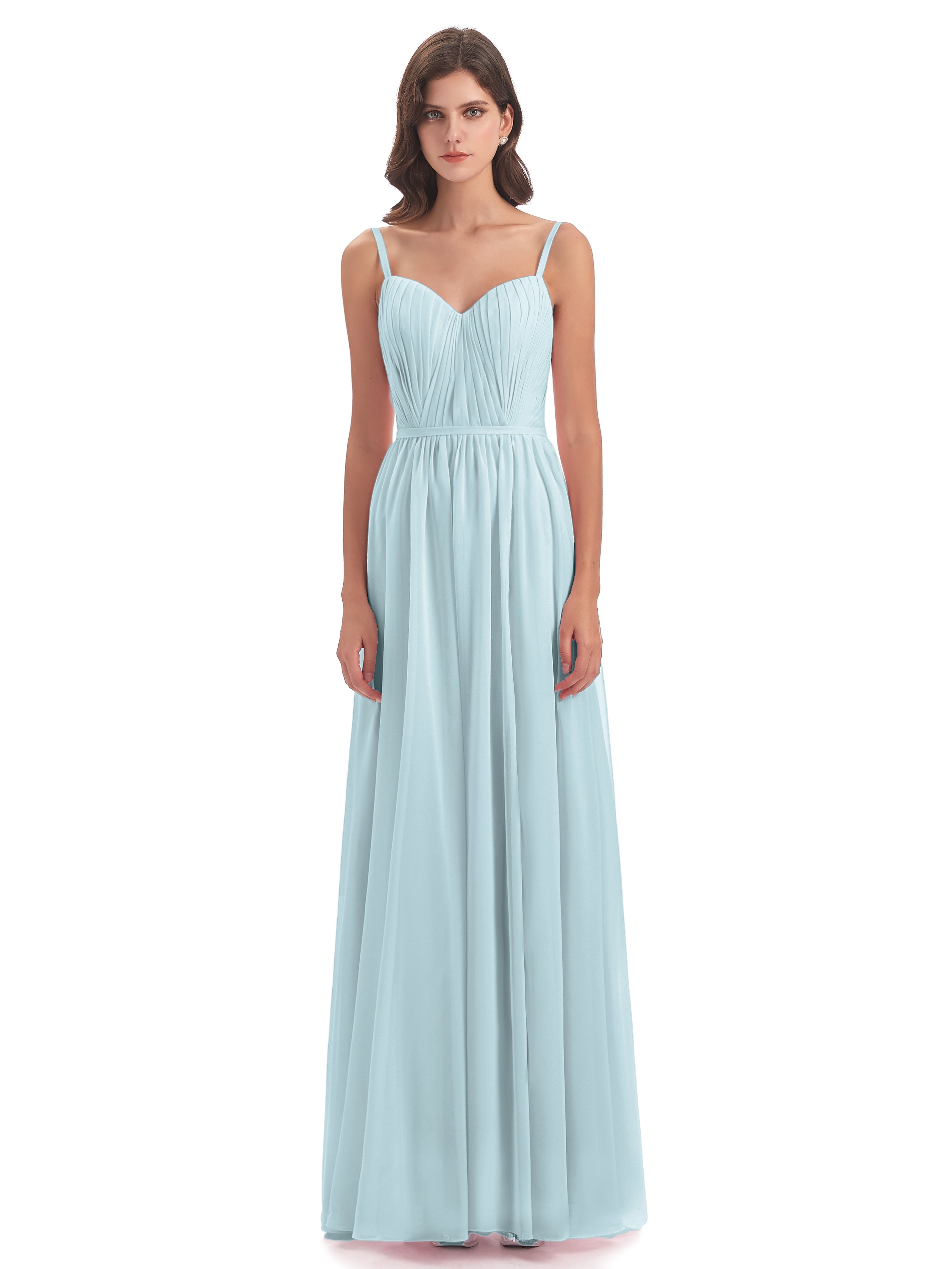 Robe De Demoiselle D'Honneur Brume Bretelles Spaghetti Fendue Devant Robes Demoiselle D'Honneur