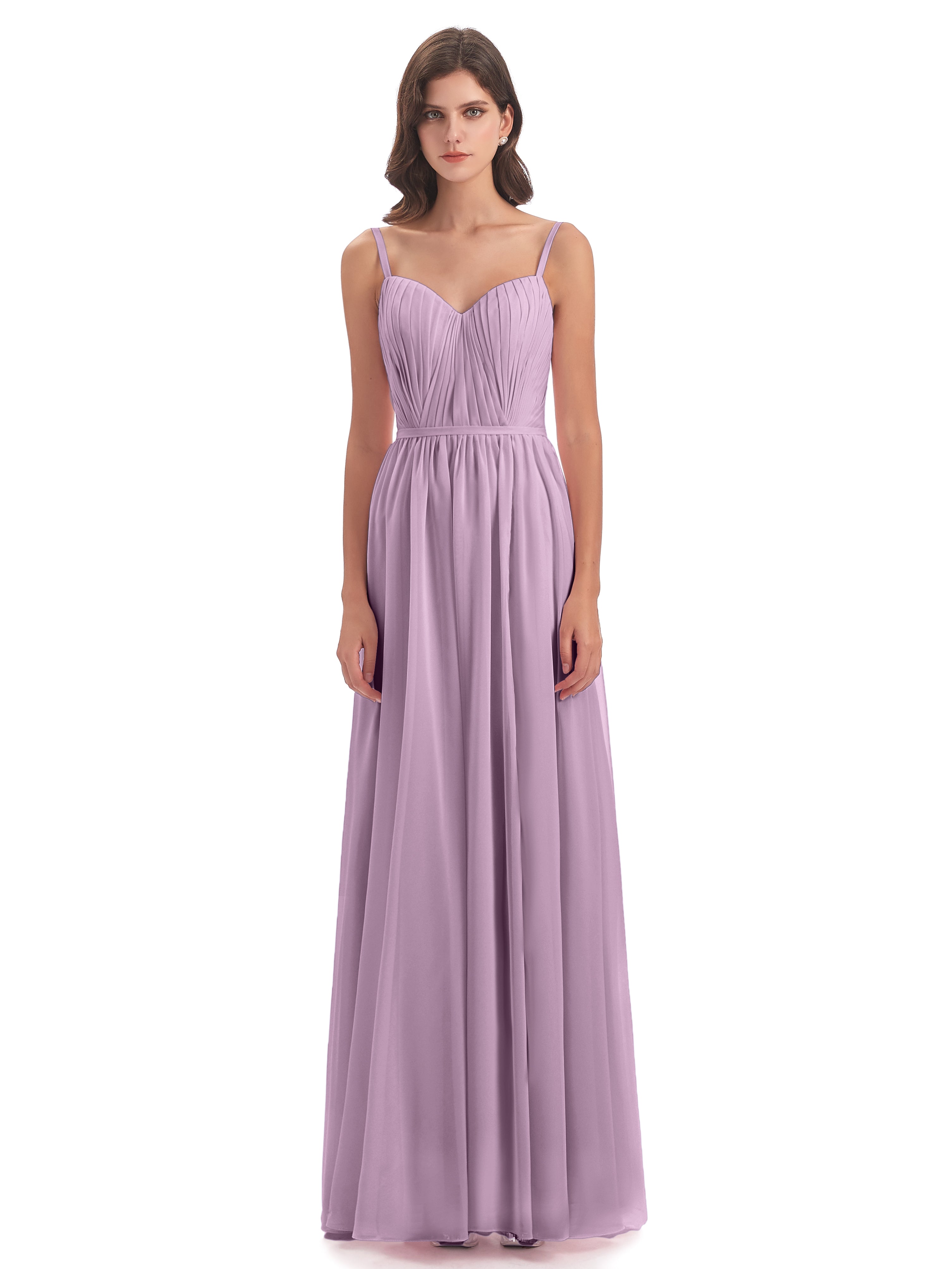 Robes De Demoiselle D'Honneur Glycine Bretelles Spaghetti Fendue Devant Robes Demoiselle D'Honneur