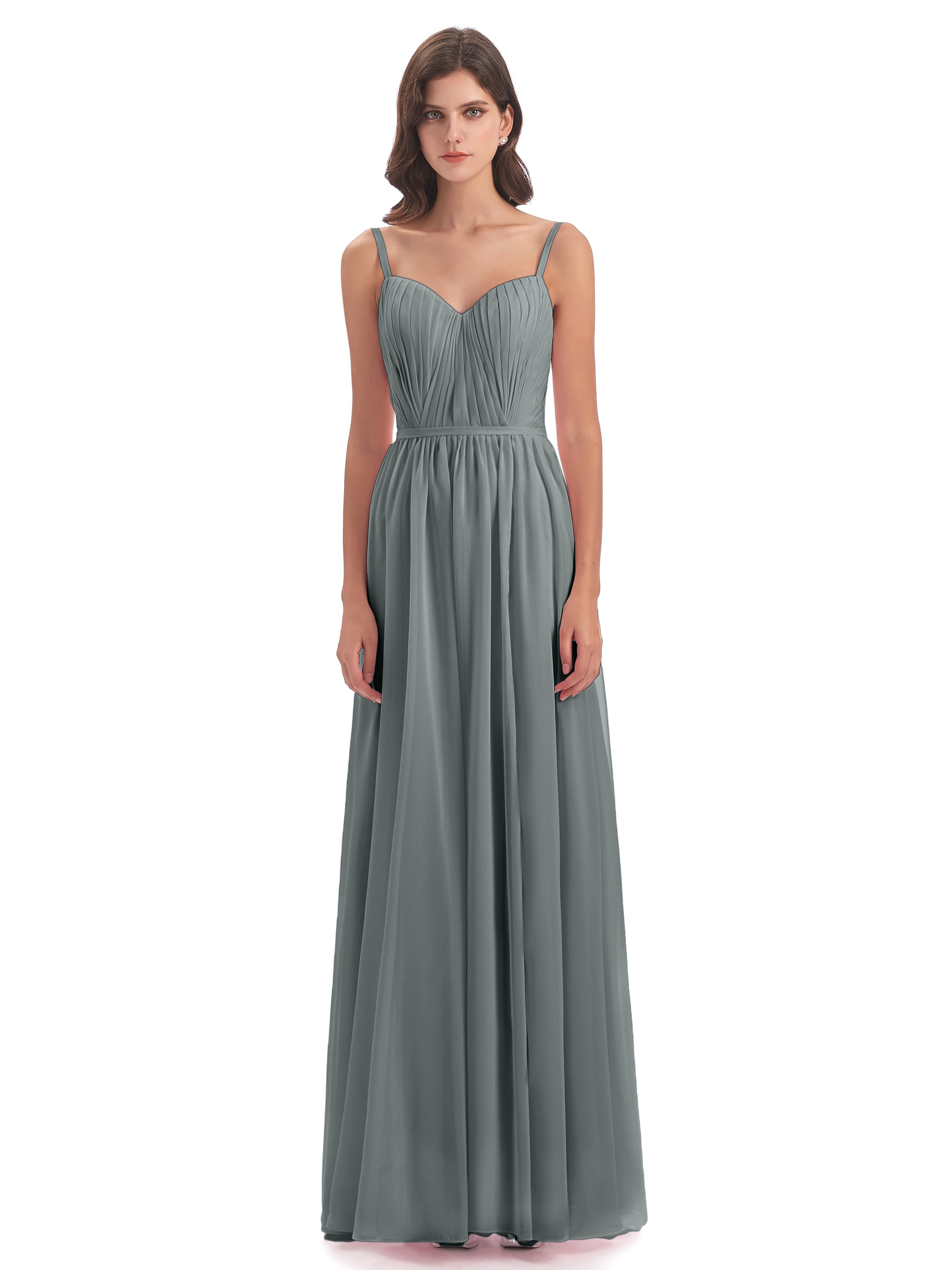 Robe Demoiselle D Honneur Grise Bretelles Spaghetti Fendue Devant Robes Demoiselle D'Honneur