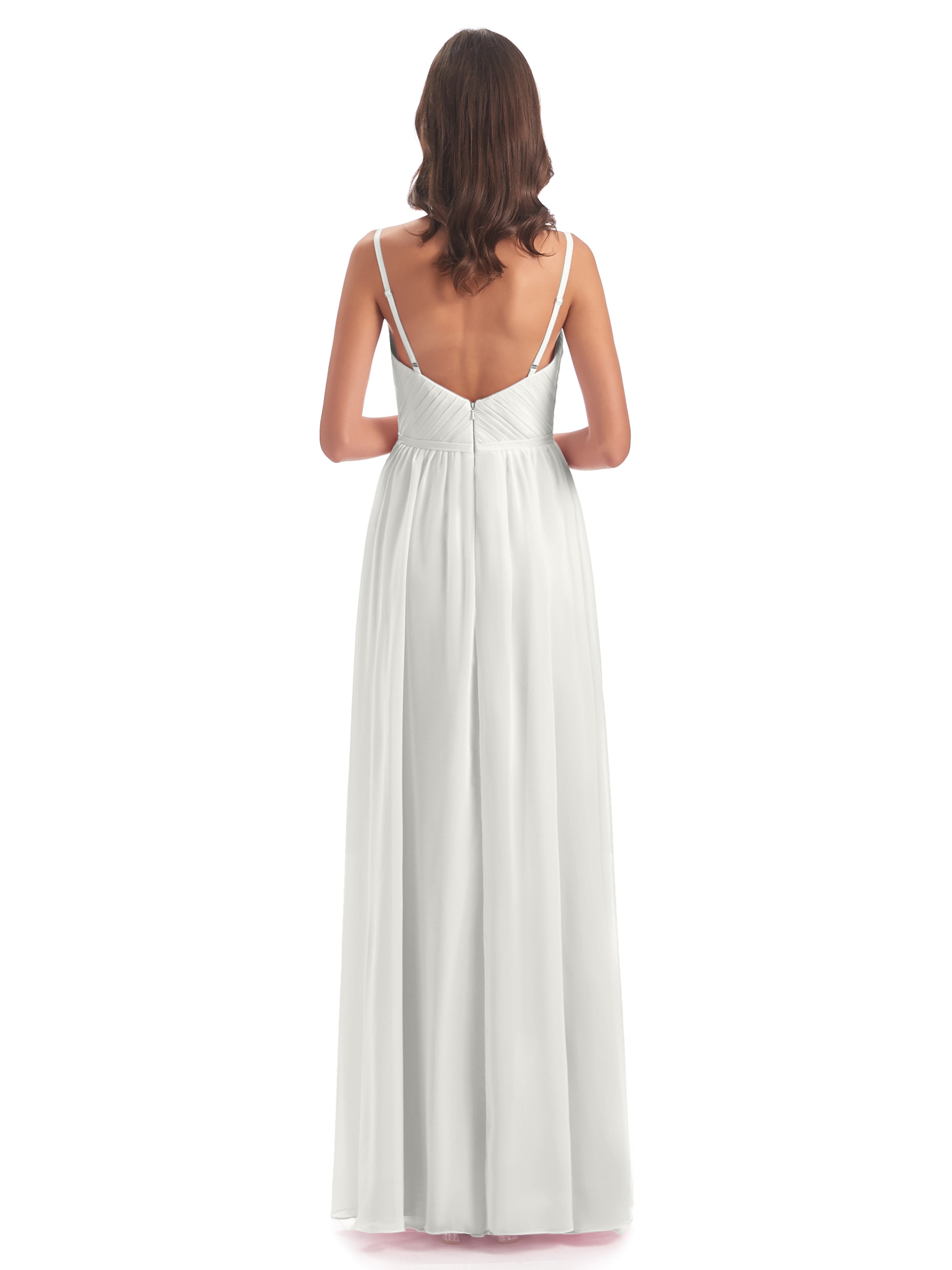 Robe Demoiselle D Honneur Ivoire Bretelles Spaghetti Fendue Devant Robes Demoiselle D'Honneur